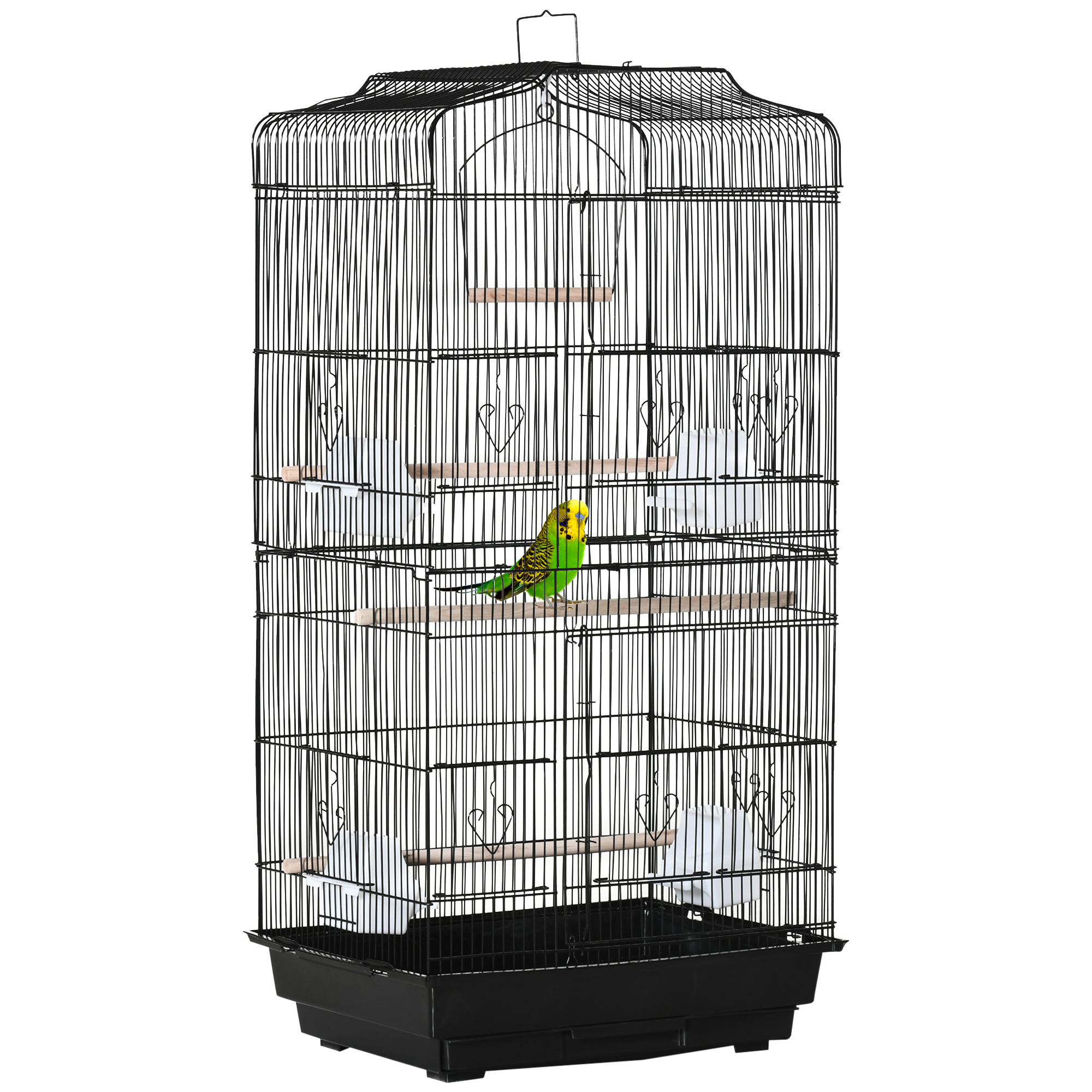 PawHut Colivie pentru Papagali cu Stinghii, Leagan și Boluri, Volieră din Metal și Plastic, 46.5x35.5x92 cm, Negru | Aosom Romania PawHut Colivie pentru Papagali cu Stinghii, Leagan și Boluri, Volieră din Metal și Plastic, 46.5x35.5x92 cm, Negru | Aosom Romania