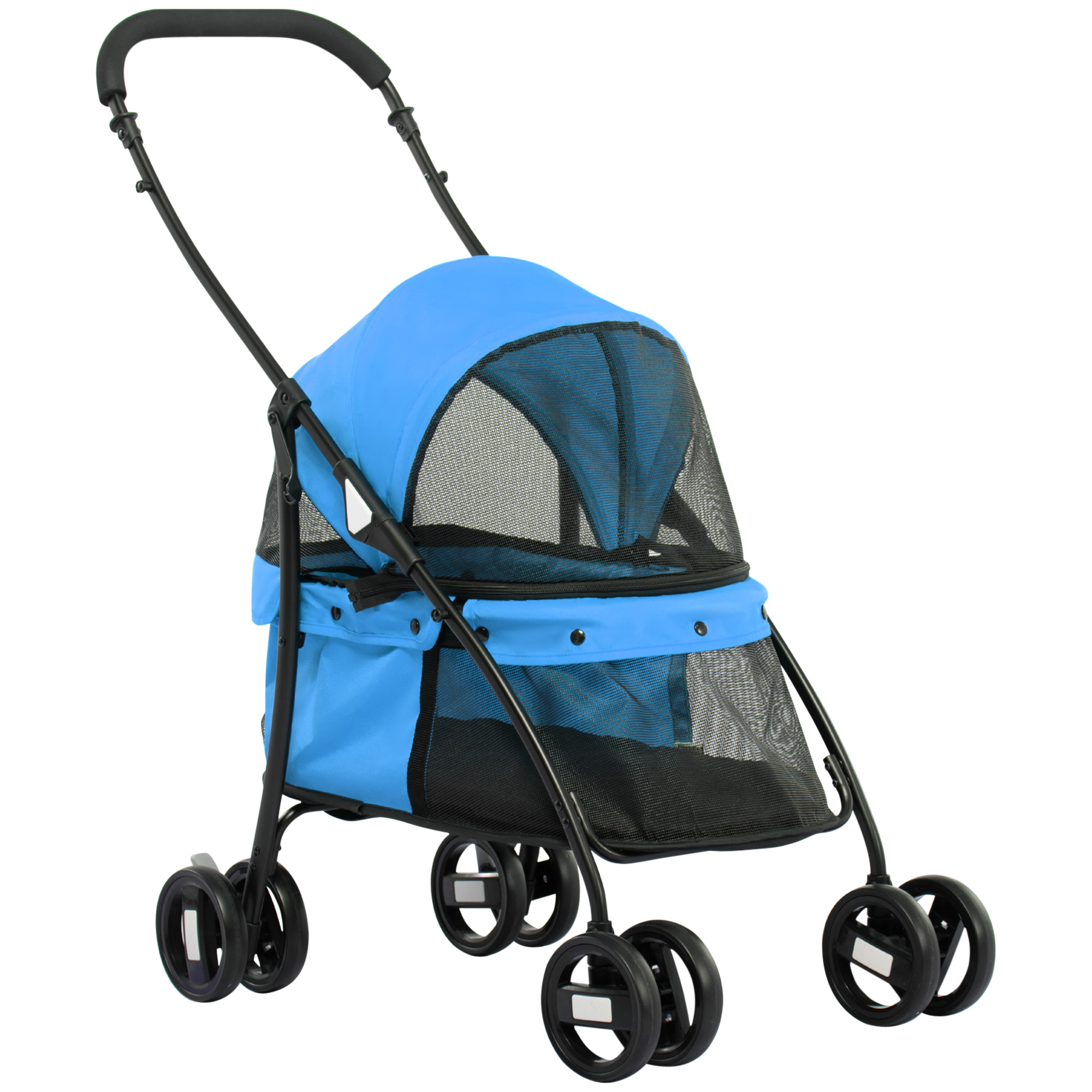 PawHut Cărucior Pliabil pentru Câini cu Plafon Reglabil Geantă și Roți Albastru 82x47x97cm | Aosom Romania PawHut Cărucior Pliabil pentru Câini cu Plafon Reglabil Geantă și Roți Albastru 82x47x97cm | Aosom Romania