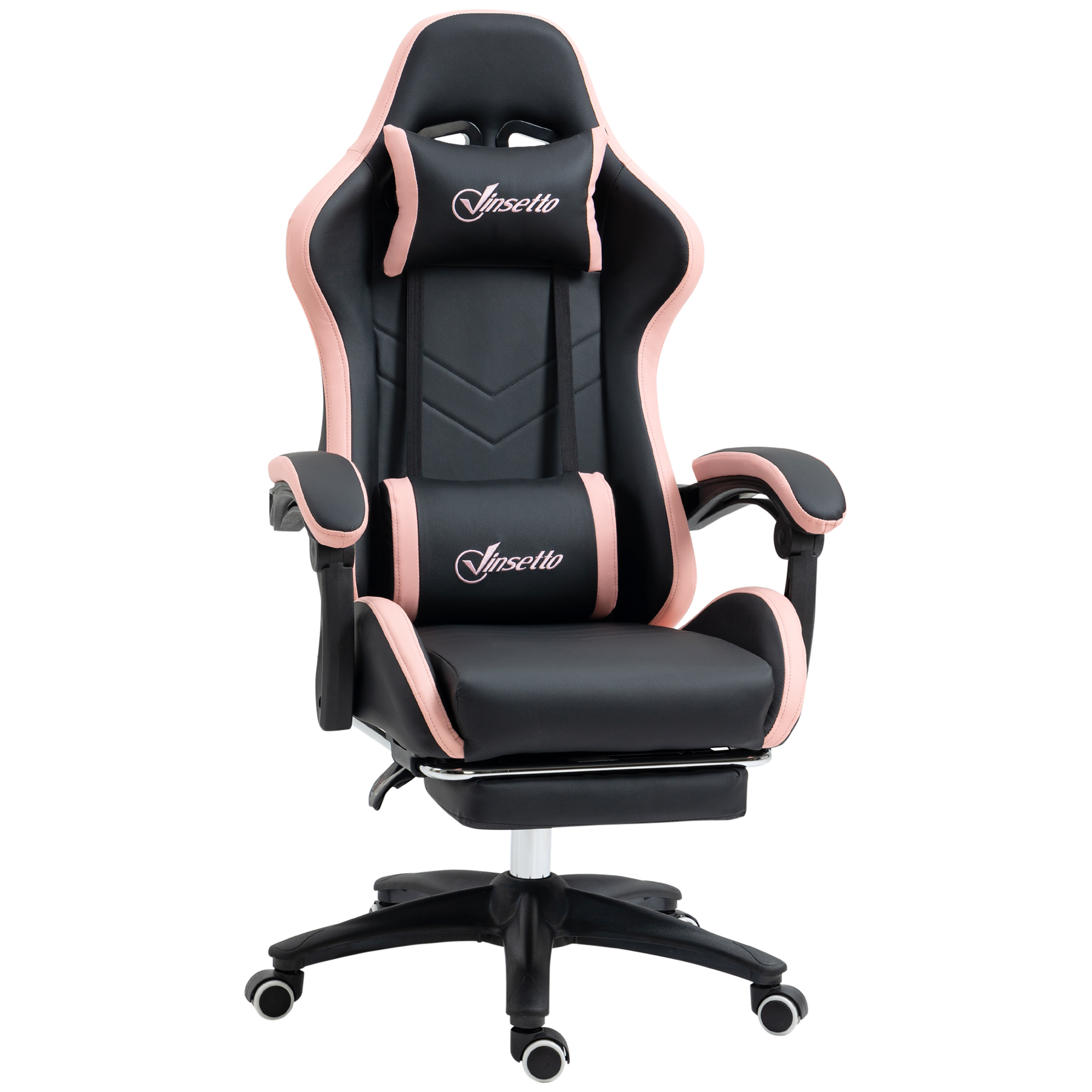 Scaun de Gaming Premium, Piele Ecologică PU, Oțel, Înălțime Ajustabilă, Spătar Inclinabil, 65x65x121-129 cm, Roz și Negru | Aosom Romania Scaun de Gaming Premium, Piele Ecologică PU, Oțel, Înălțime Ajustabilă, Spătar Inclinabil, 65x65x121-129 cm, Roz și Negru | Aosom Romania