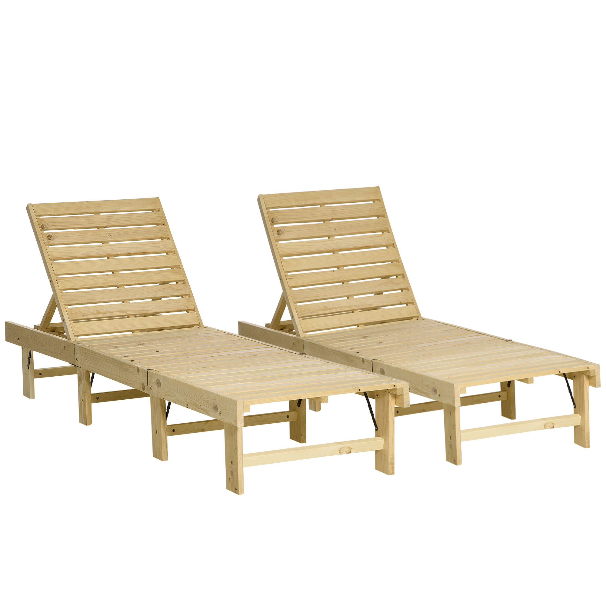 Sezlong pentru gradina Outsunny, lemn natural, reglabil, 195x59x30cm | Aosom RO Sezlong pentru gradina Outsunny, lemn natural, reglabil, 195x59x30cm | Aosom RO