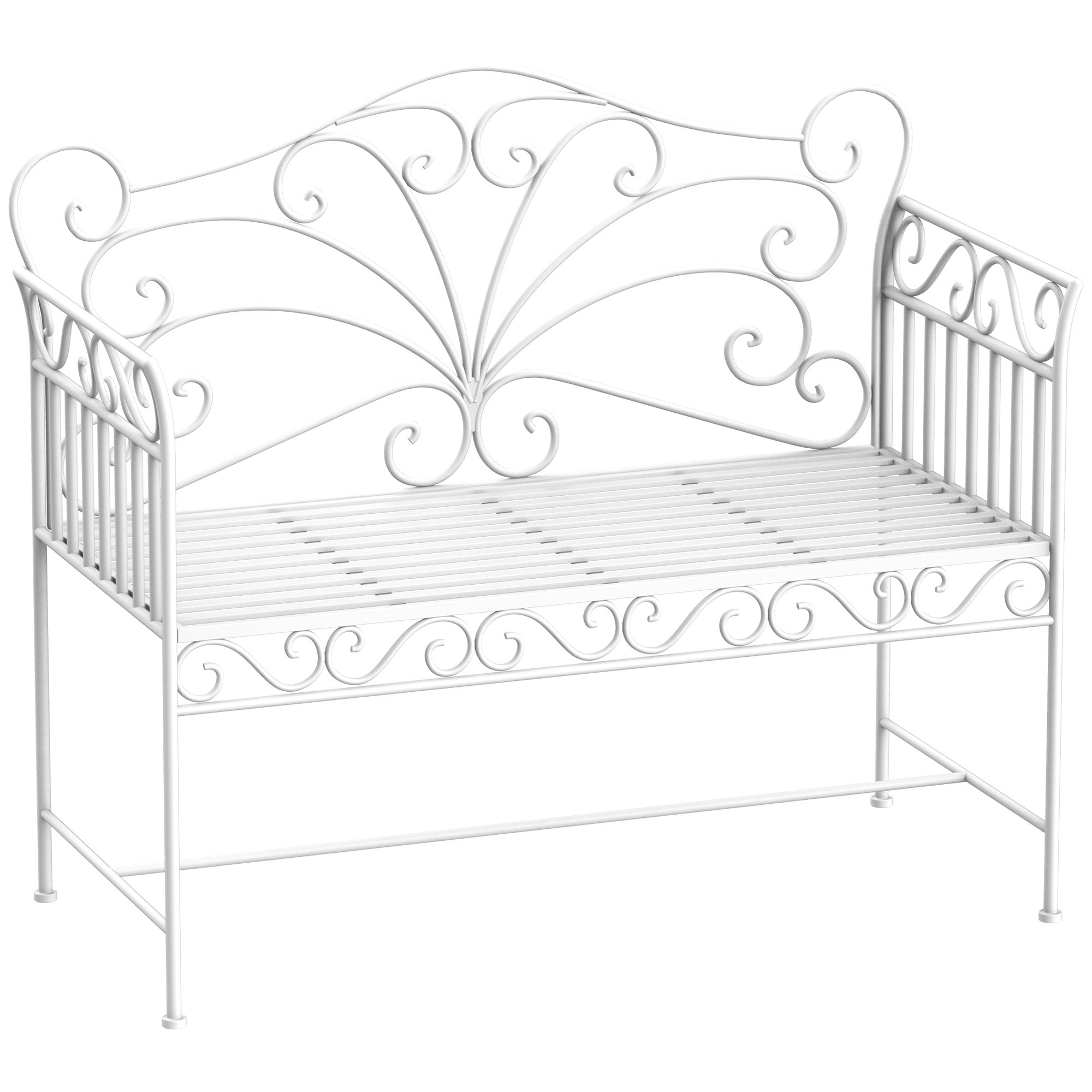 Bancuta cu 2 Locuri pentru Gradina Outsunny, Fier, Alb, 109.5x51x95.5cm | Aosom RO Bancuta cu 2 Locuri pentru Gradina Outsunny, Fier, Alb, 109.5x51x95.5cm | Aosom RO