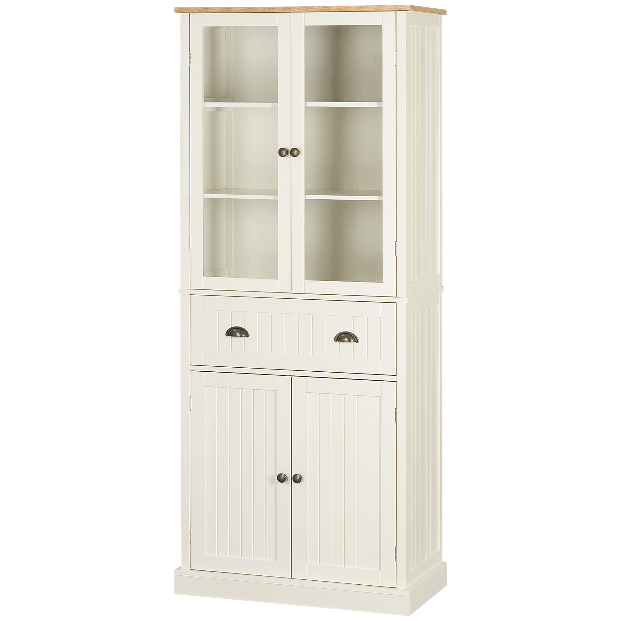 Bufet Independent HOMCOM pentru Bucatarie, Dulap Depozitare 5 Nivele cu Rafturi Sertar, Design Modern, Alb-Crem | Aosom Romania Bufet Independent HOMCOM pentru Bucatarie, Dulap Depozitare 5 Nivele cu Rafturi Sertar, Design Modern, Alb-Crem | Aosom Romania