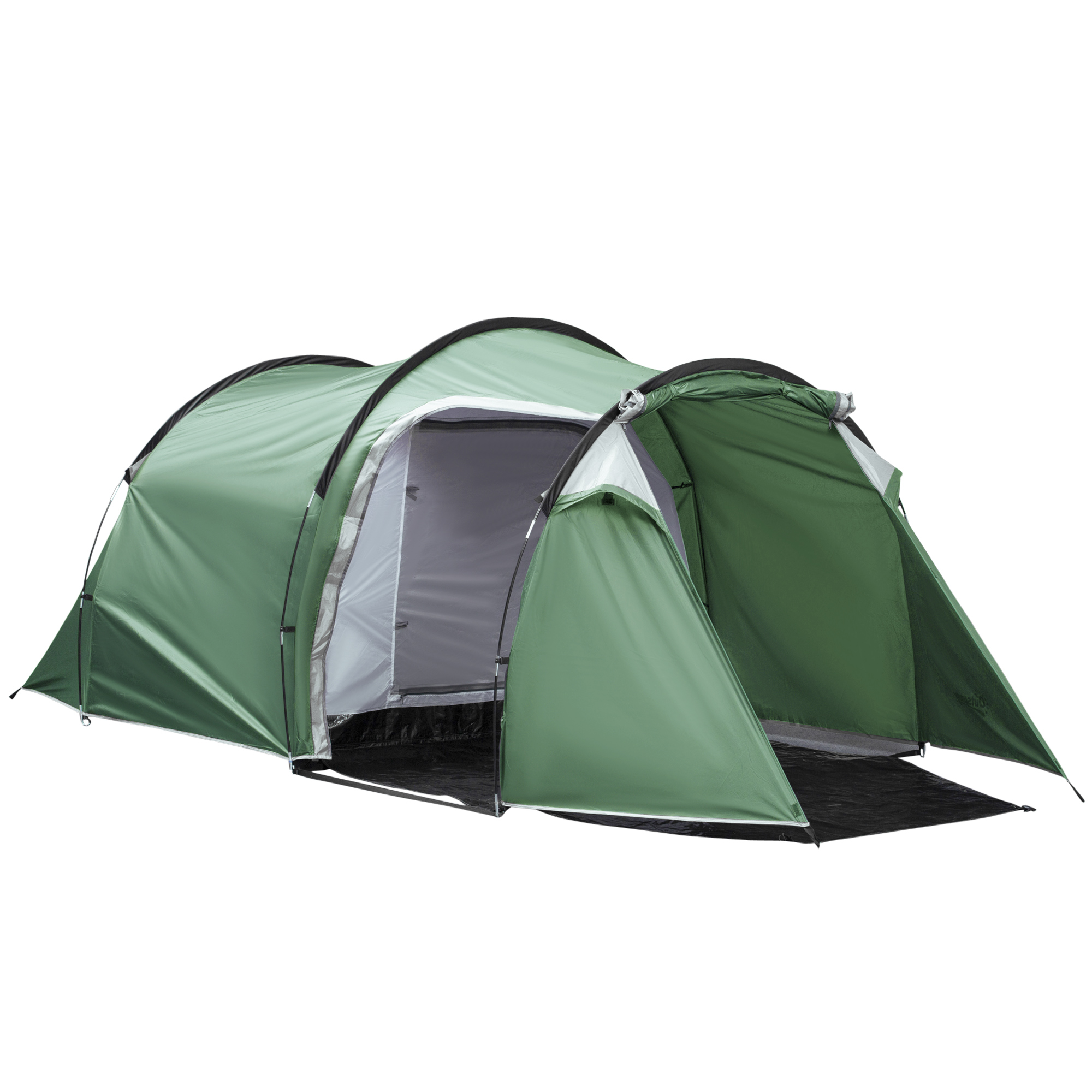 Cort Camping 4 Persoane Outsunny, Impermeabil, Usi cu fermoar 426x206x154cm Verde Inchis | Aosom RO Cort Camping 4 Persoane Outsunny, Impermeabil, Usi cu fermoar 426x206x154cm Verde Inchis | Aosom RO