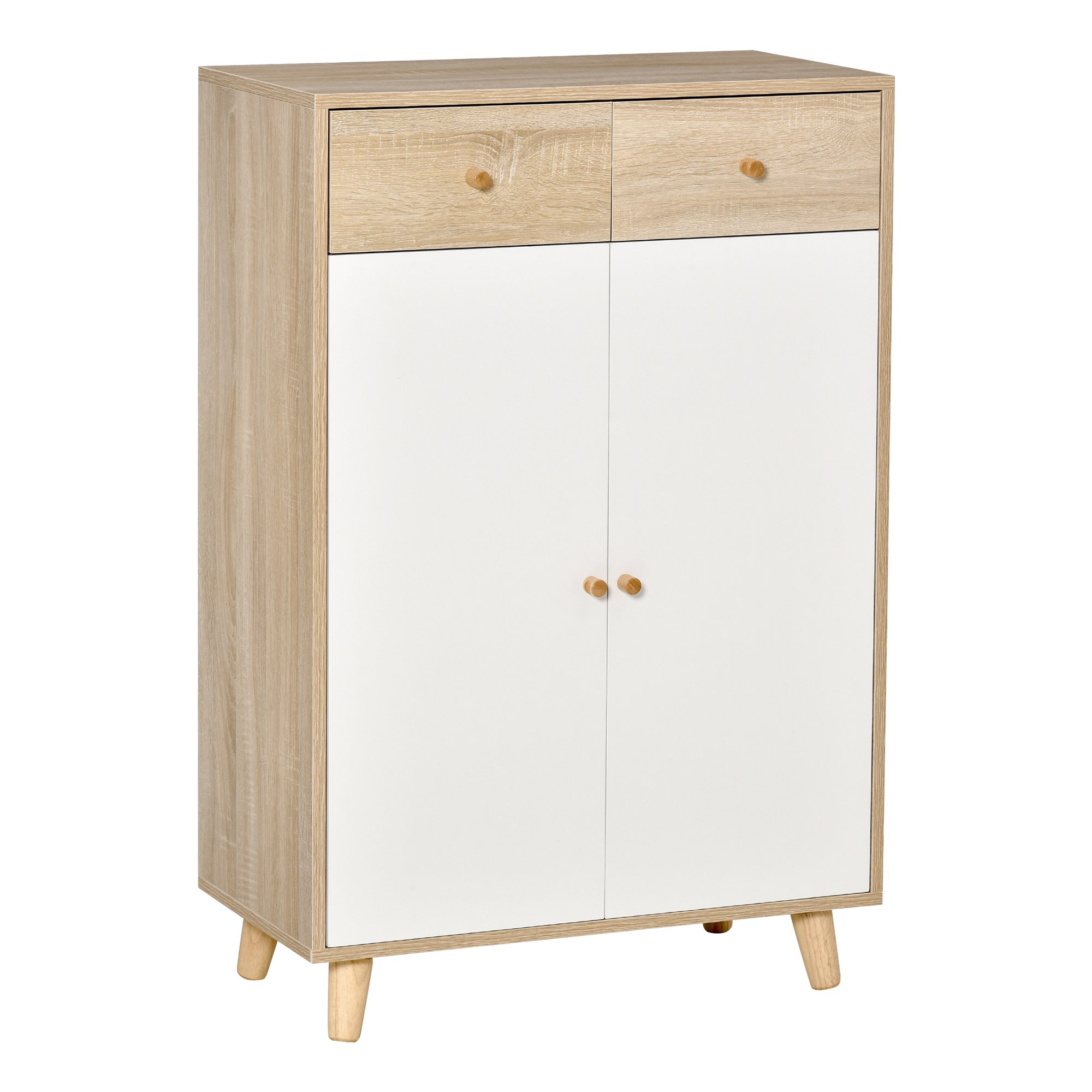 Dulap Pantofi HOMCOM cu 4 Rafturi și 2 Sertare, Capacitate 12 Perechi, 68x35x102.5 cm, Design Modern, Lemn Alb | Aosom Romania Dulap Pantofi HOMCOM cu 4 Rafturi și 2 Sertare, Capacitate 12 Perechi, 68x35x102.5 cm, Design Modern, Lemn Alb | Aosom Romania