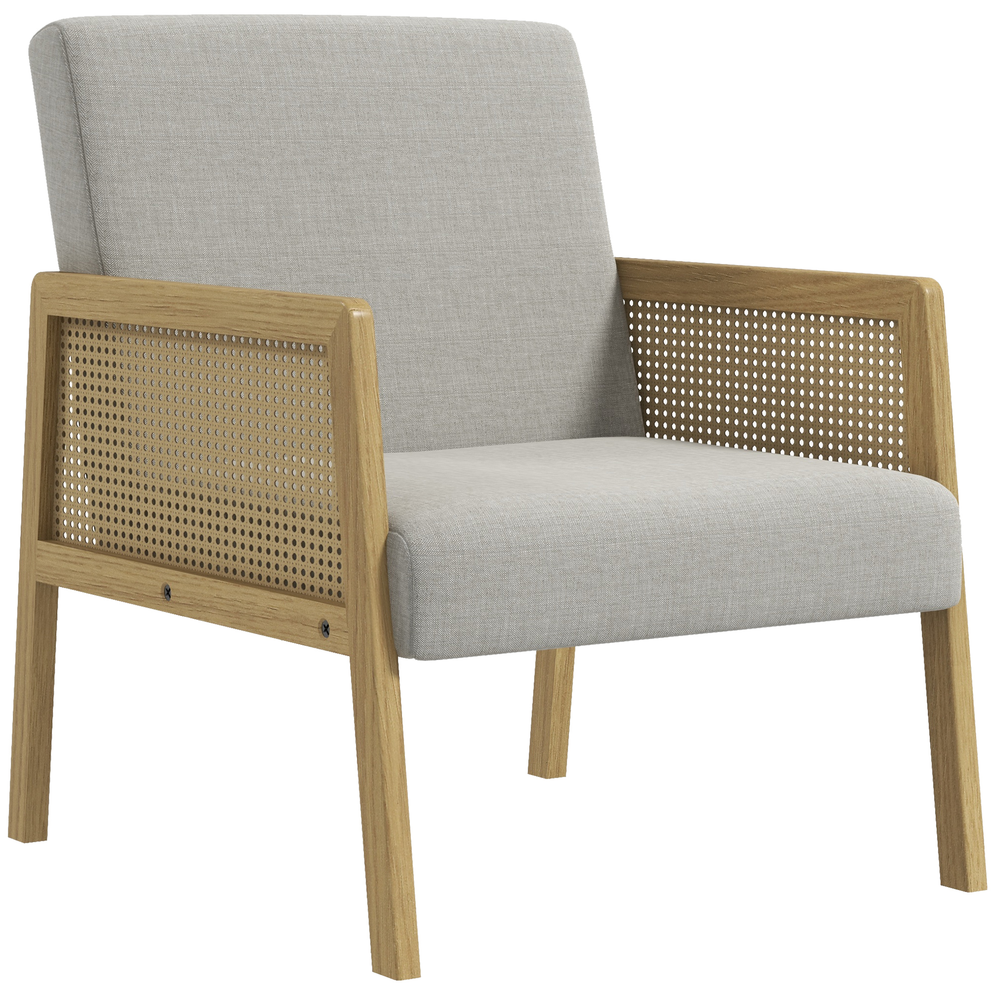 Fotoliu Living Decorativ din Ratan, Modern, cu Cadru din Lemn Masiv, pentru Dormitor, Camera de Lectura, Gri HOMCOM | Aosom RO Fotoliu Living Decorativ din Ratan, Modern, cu Cadru din Lemn Masiv, pentru Dormitor, Camera de Lectura, Gri HOMCOM | Aosom RO