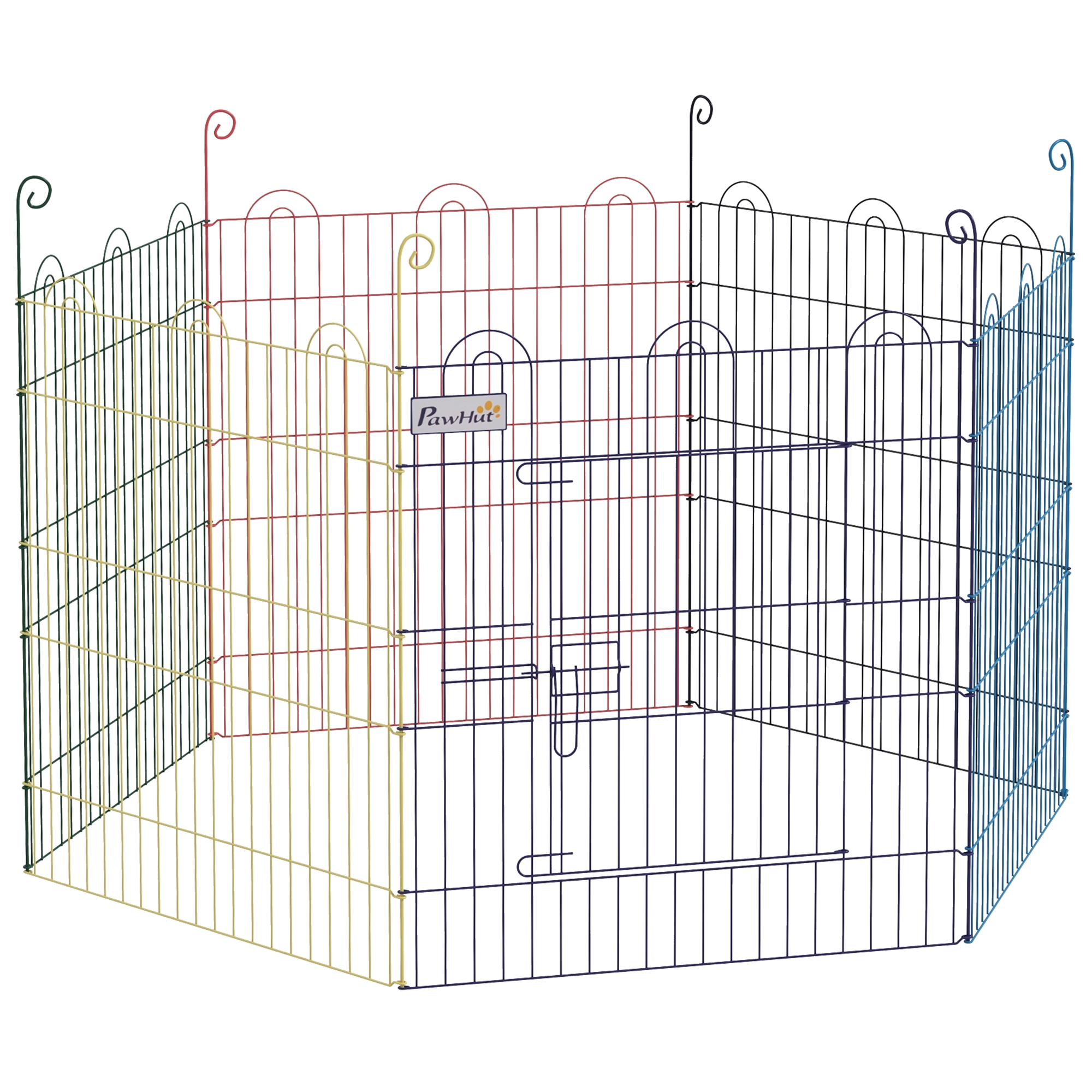 Gard pentru Caini cu 6 Panouri cu Inchidere cu Zavor, Gard pentru Caini Talie Medie din Metal, Ø120x60 cm, Multicolor PawHut | Aosom RO Gard pentru Caini cu 6 Panouri cu Inchidere cu Zavor, Gard pentru Caini Talie Medie din Metal, Ø120x60 cm, Multicolor PawHut | Aosom RO