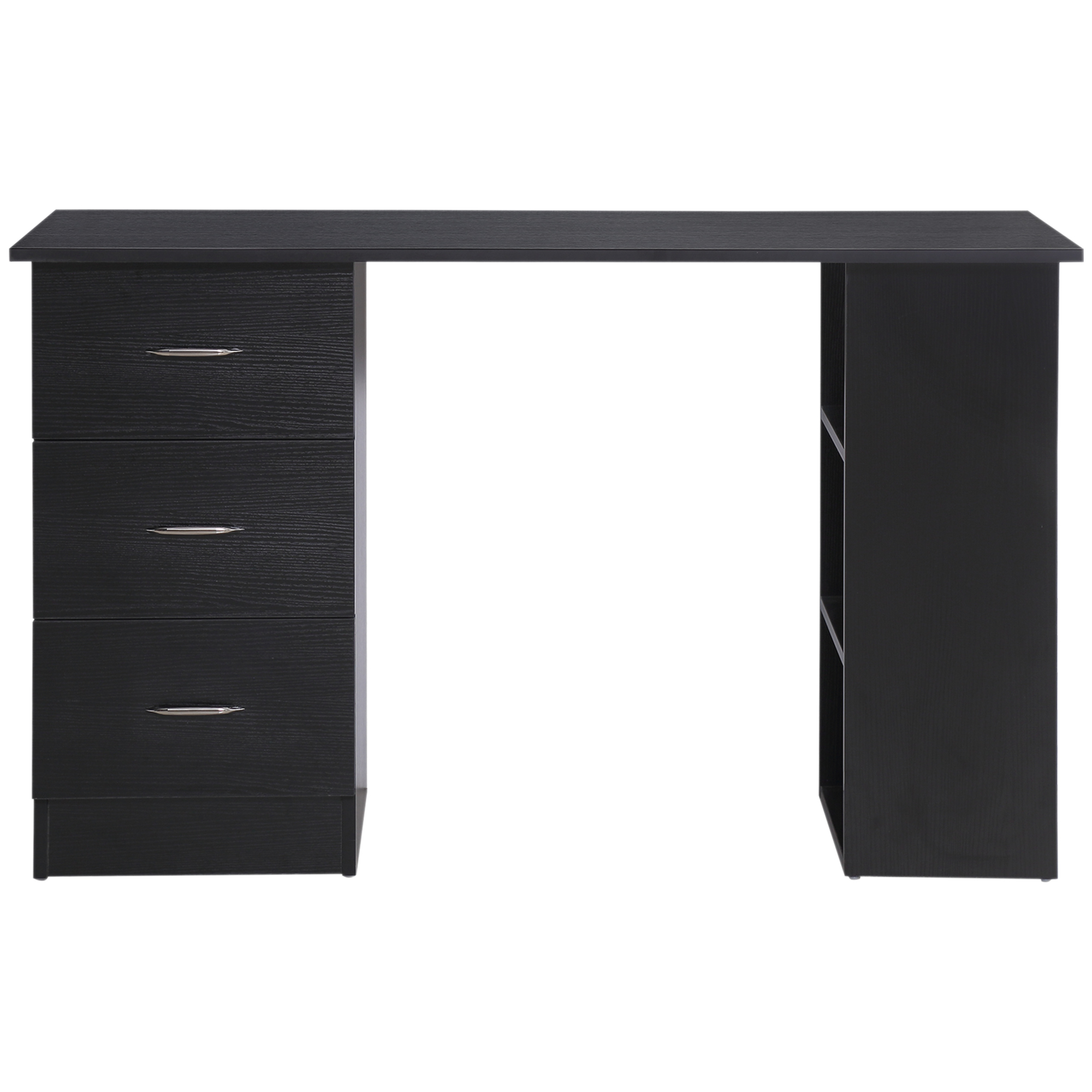 HOMCOM Birou de Calculator Modern, Masa de Lucru cu 3 Sertare și Raft pentru Depozitare, Design Elegant, Negru | Aosom Romania HOMCOM Birou de Calculator Modern, Masa de Lucru cu 3 Sertare și Raft pentru Depozitare, Design Elegant, Negru | Aosom Romania