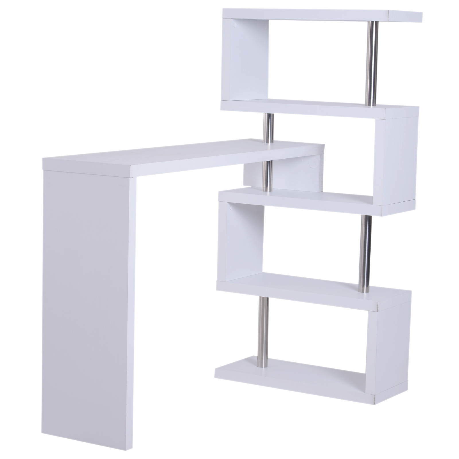 HOMCOM Birou Modern cu Bibliotecă Încorporată, Design Elegant în Lemn Alb, Ideal pentru Spații de Lucru Acasă | Aosom Romania HOMCOM Birou Modern cu Bibliotecă Încorporată, Design Elegant în Lemn Alb, Ideal pentru Spații de Lucru Acasă | Aosom Romania