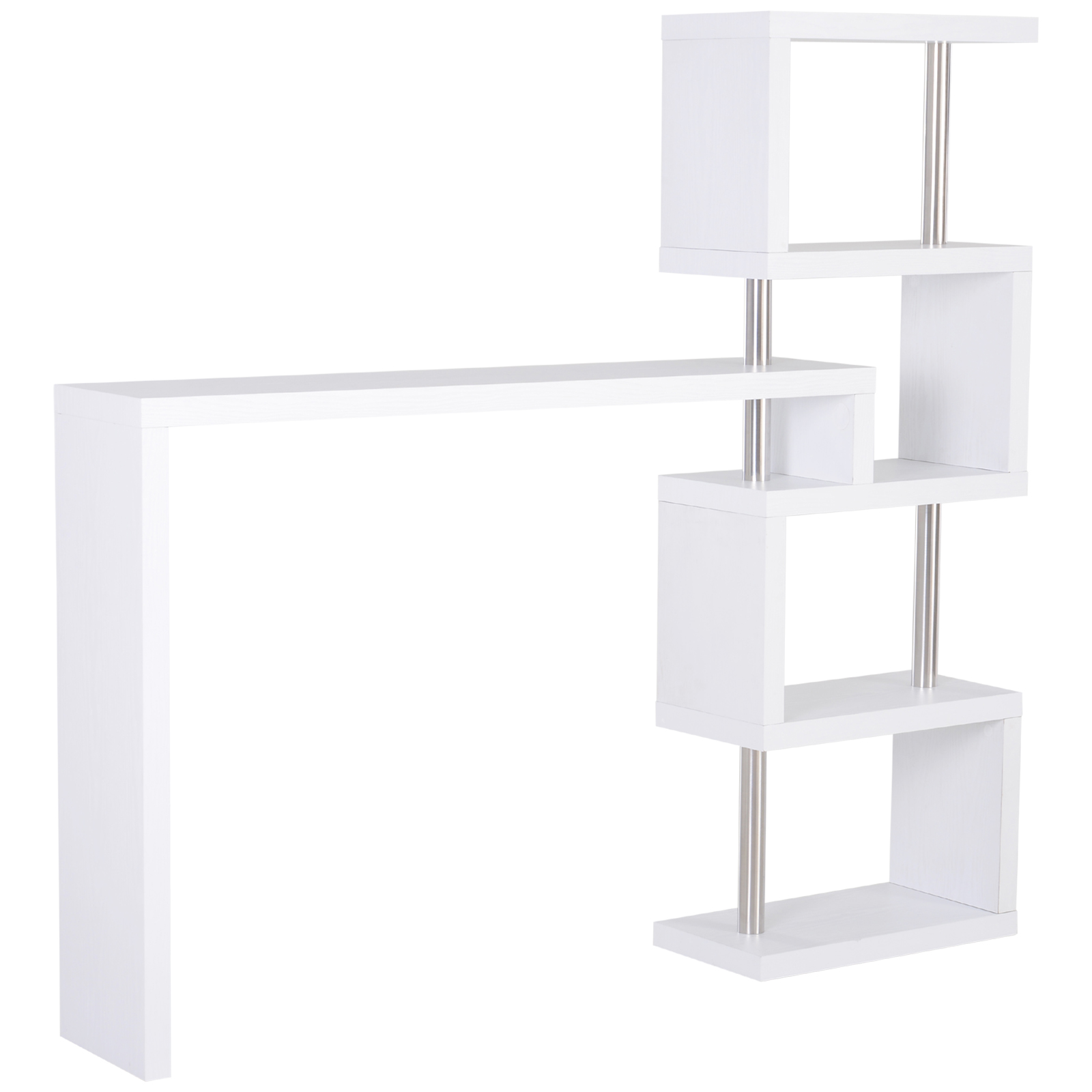 HOMCOM Birou pentru Studiu și Lucru, Design Modern, Alb și Lemn, 175x30x164.5 cm, Spațiu Amplu de Depozitare | Aosom Romania HOMCOM Birou pentru Studiu și Lucru, Design Modern, Alb și Lemn, 175x30x164.5 cm, Spațiu Amplu de Depozitare | Aosom Romania