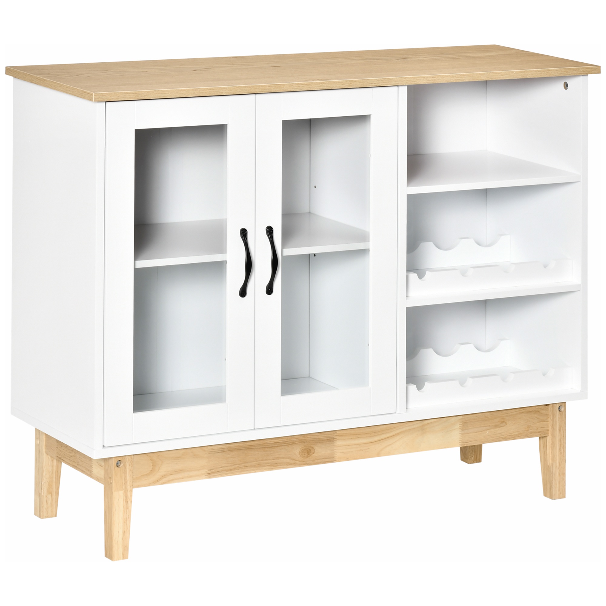 HOMCOM Bufet Modern Alb cu Dulapior, 3 Rafturi Laterale, Suport Sticle de Vin, Economie Spațiu, din Lemn, 103x34x80cm | Aosom Romania HOMCOM Bufet Modern Alb cu Dulapior, 3 Rafturi Laterale, Suport Sticle de Vin, Economie Spațiu, din Lemn, 103x34x80cm | Aosom Romania