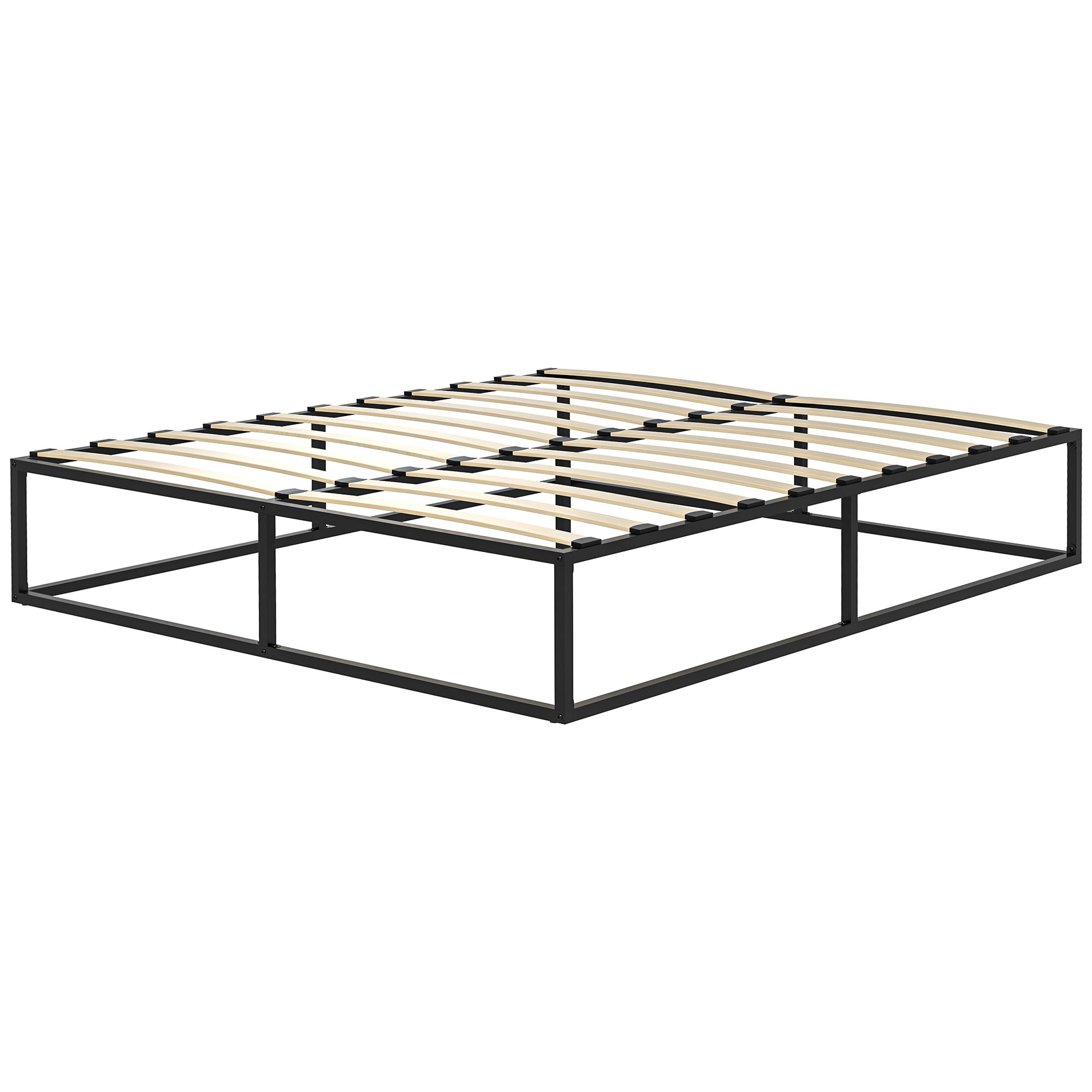 HOMCOM Cadru de Pat de 35cm cu Platforma Dubla din Otel, Cadru 190x160cm, cu Suport cu Lamele de Placaj si Depozitare sub Pat, Negru | Aosom RO HOMCOM Cadru de Pat de 35cm cu Platforma Dubla din Otel, Cadru 190x160cm, cu Suport cu Lamele de Placaj si Depozitare sub Pat, Negru | Aosom RO