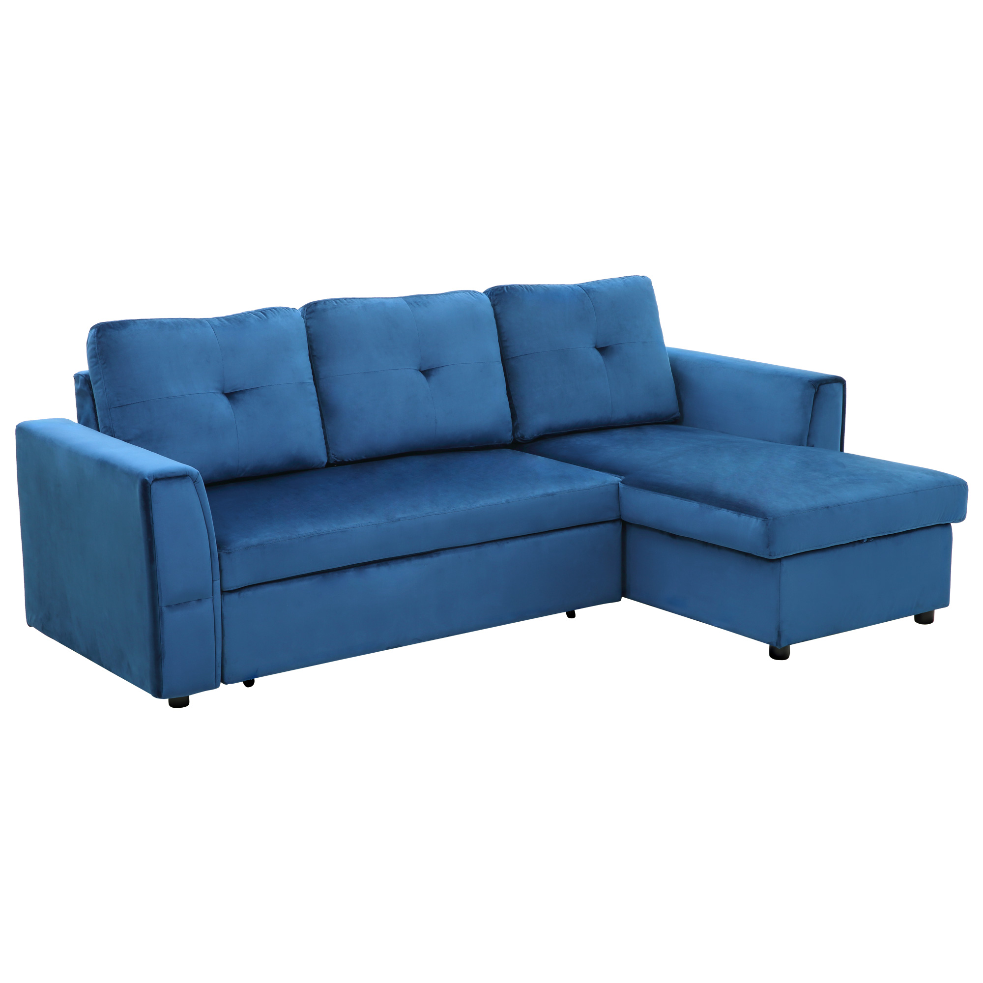 HOMCOM Canapea Extensibila pe Colt cu 3 Locuri Tapiterie cu Efect de Catifea, Sezlong cu Compartiment de Depozitare, 232x141x85cm, Albastru HOMCOM Canapea Extensibila pe Colt cu 3 Locuri Tapiterie cu Efect de Catifea, Sezlong cu Compartiment de Depozitare, 232x141x85cm, Albastru