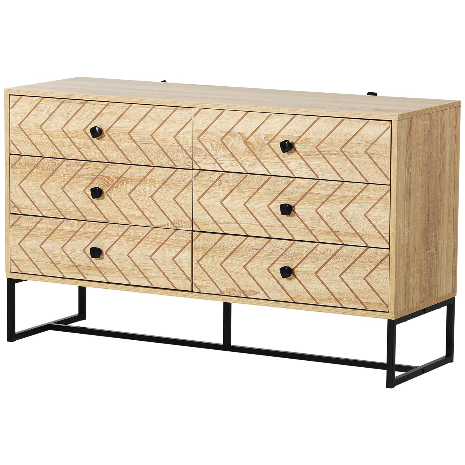 HOMCOM Comodă Modernă Stil Industrial, Lemn și Metal, Design Elegant, Natural și Negru | Aosom Romania HOMCOM Comodă Modernă Stil Industrial, Lemn și Metal, Design Elegant, Natural și Negru | Aosom Romania