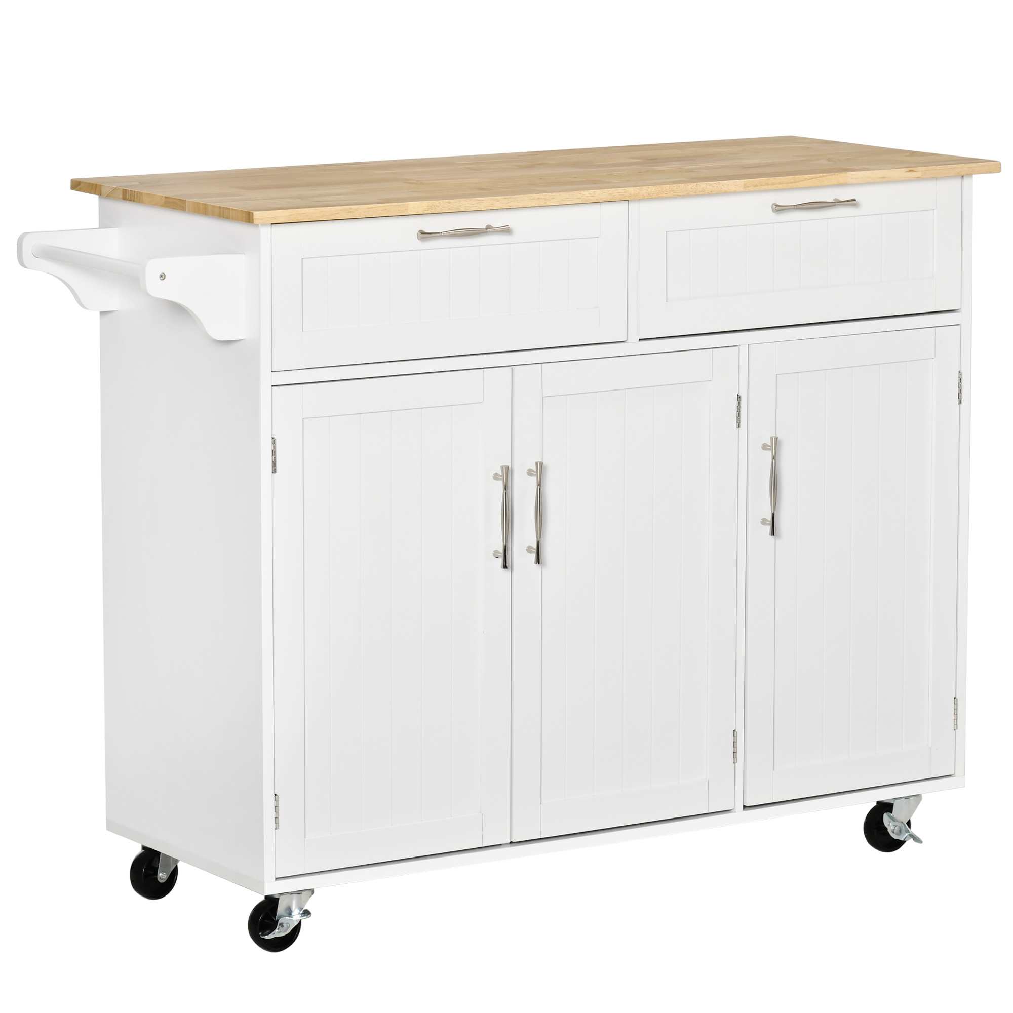 HOMCOM Cărucior Bucătărie Multifuncțional cu Spațiu Depozitare, 121x46x91 cm, Design Modern, Alb | Aosom Romania HOMCOM Cărucior Bucătărie Multifuncțional cu Spațiu Depozitare, 121x46x91 cm, Design Modern, Alb | Aosom Romania