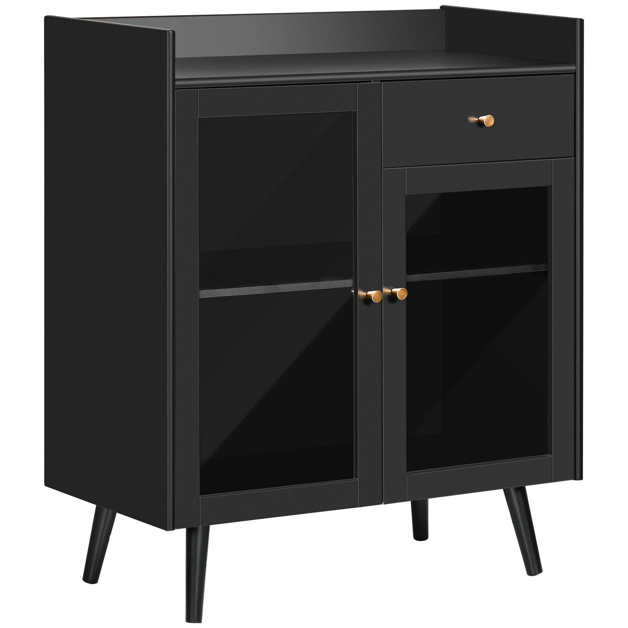 HOMCOM Dulap cu Două Uși, Raft Reglabil, Blat, Spații Deschise, MDF/Lemn, 80x40x94.3cm, Negru | Aosom Romania HOMCOM Dulap cu Două Uși, Raft Reglabil, Blat, Spații Deschise, MDF/Lemn, 80x40x94.3cm, Negru | Aosom Romania