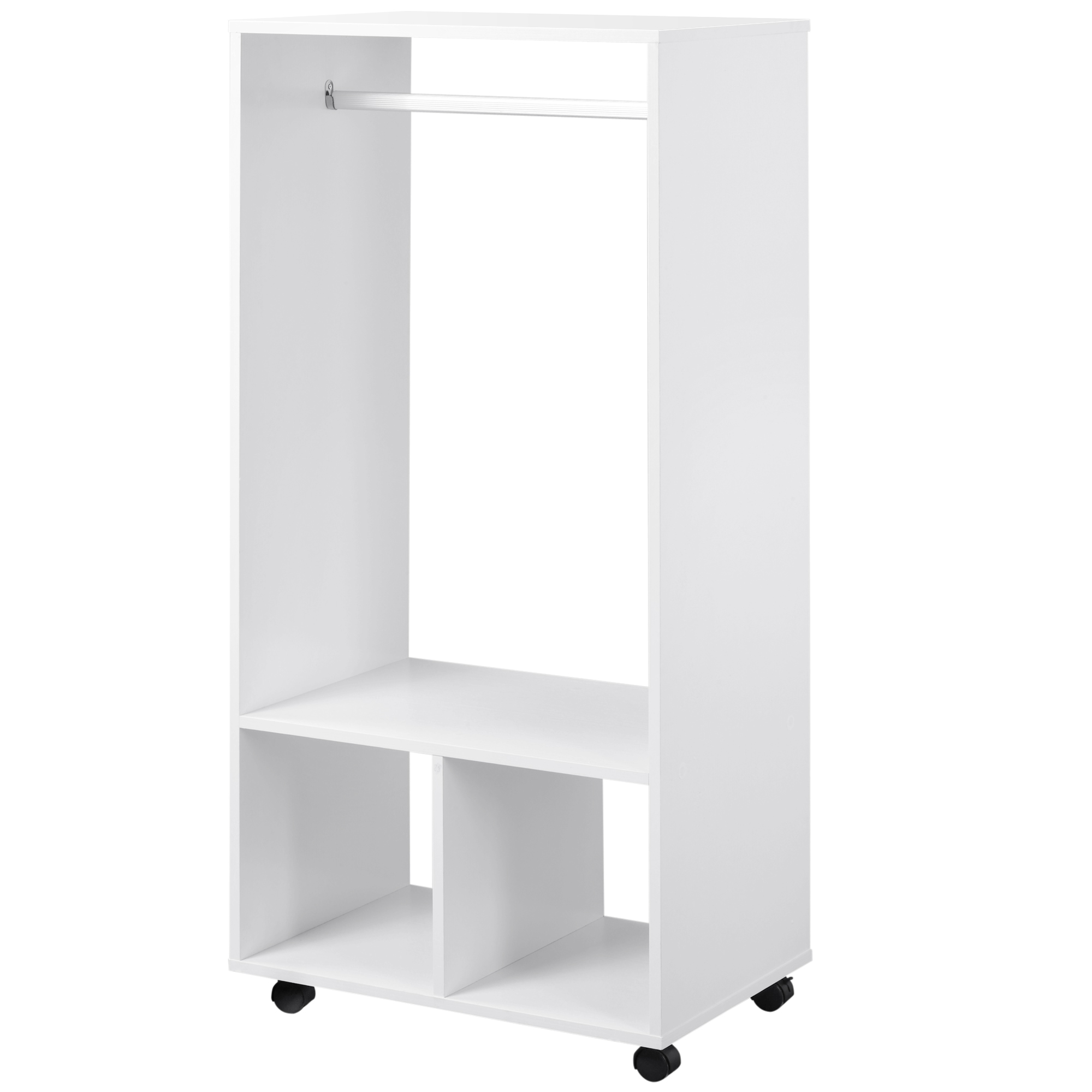 HOMCOM Dulap Cuier cu Bară de Aluminiu și 2 Rafturi Deschise, pentru Intrare sau Dormitor, 60x40x128 cm, Alb | Aosom Romania HOMCOM Dulap Cuier cu Bară de Aluminiu și 2 Rafturi Deschise, pentru Intrare sau Dormitor, 60x40x128 cm, Alb | Aosom Romania