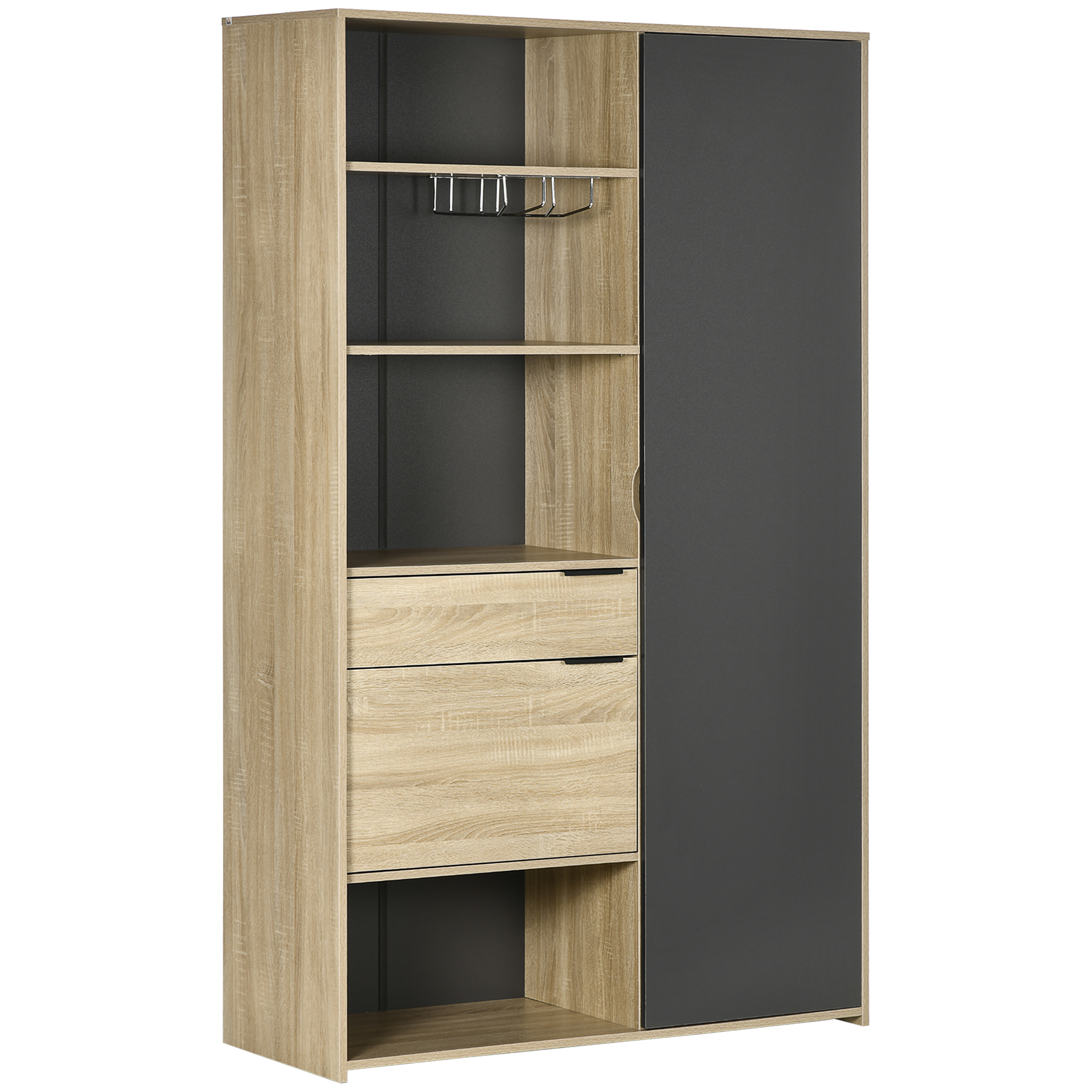 HOMCOM Dulap de Bucătărie Independent cu 3 Rafturi Reglabile Design Modern pentru Sufragerie 110x41.5x180cm Gri Natural | Aosom Romania HOMCOM Dulap de Bucătărie Independent cu 3 Rafturi Reglabile Design Modern pentru Sufragerie 110x41.5x180cm Gri Natural | Aosom Romania