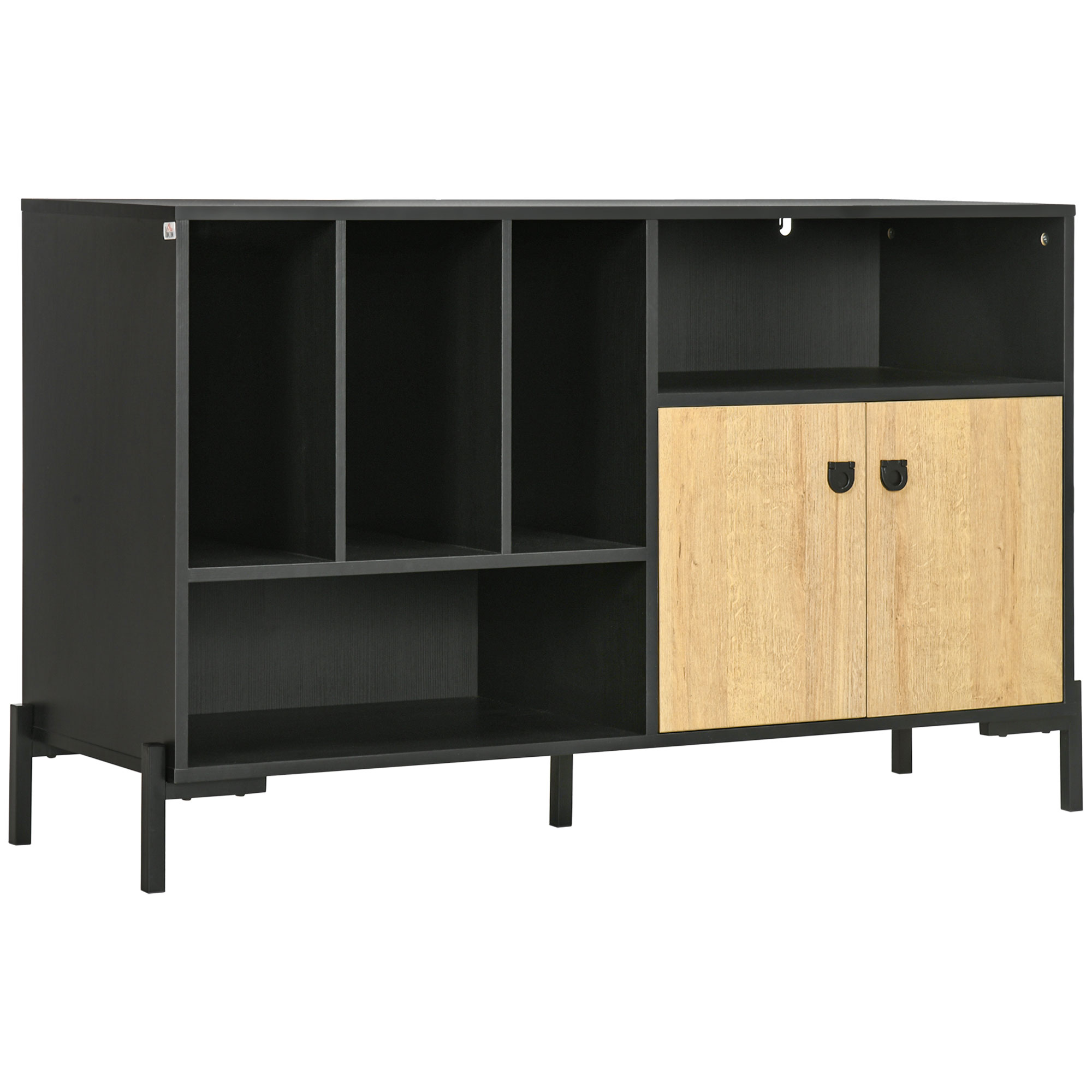 HOMCOM Dulap Modern pentru Living și Dormitor cu Ușă Dublă și 5 Compartimente Deschise, Design Elegant, Negru | Aosom Romania HOMCOM Dulap Modern pentru Living și Dormitor cu Ușă Dublă și 5 Compartimente Deschise, Design Elegant, Negru | Aosom Romania