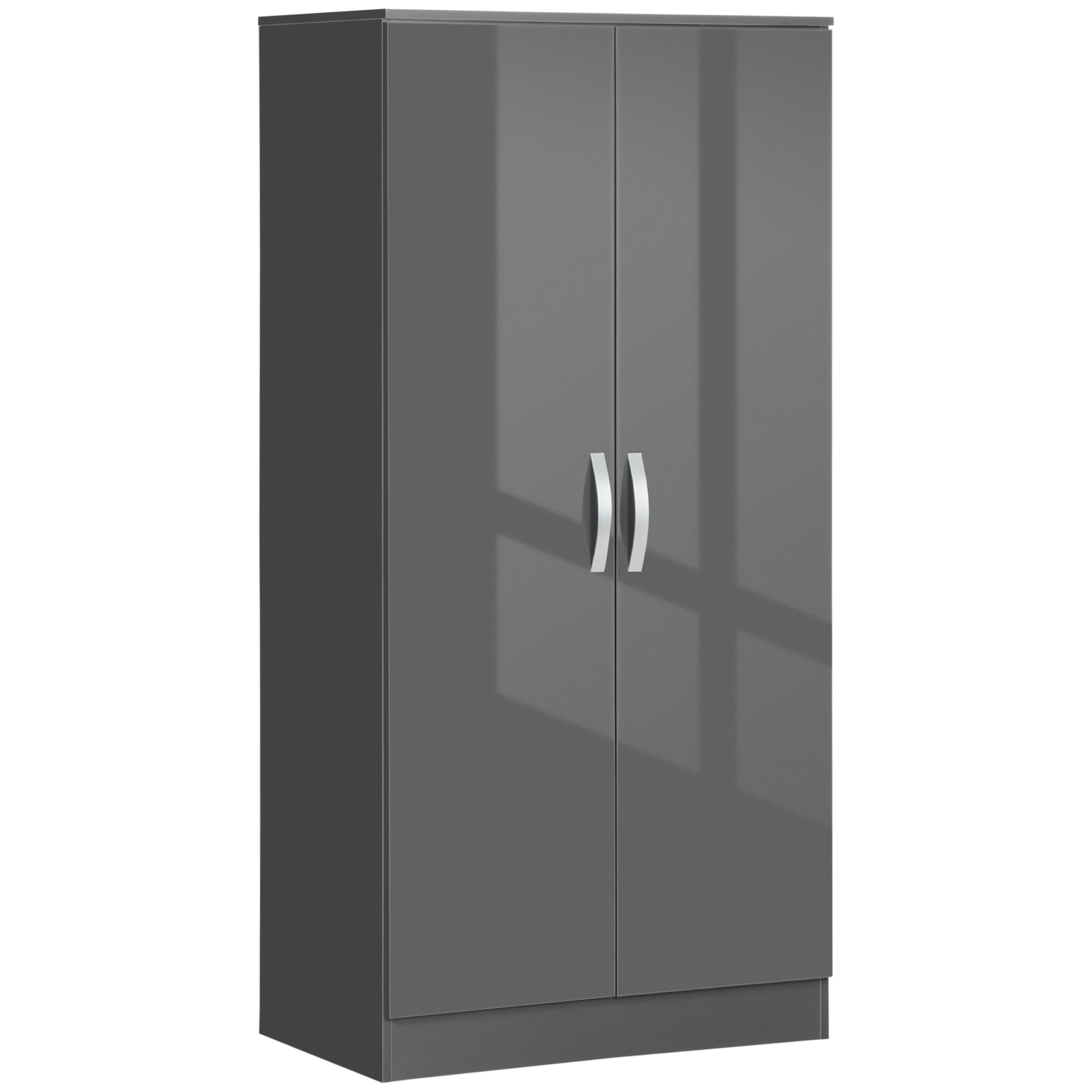 HOMCOM Dulap Sporitor din PAL cu 2 Uși și Sistem Anti-Inclinare Design Lucios 76x47x160cm Gri | Aosom Romania HOMCOM Dulap Sporitor din PAL cu 2 Uși și Sistem Anti-Inclinare Design Lucios 76x47x160cm Gri | Aosom Romania