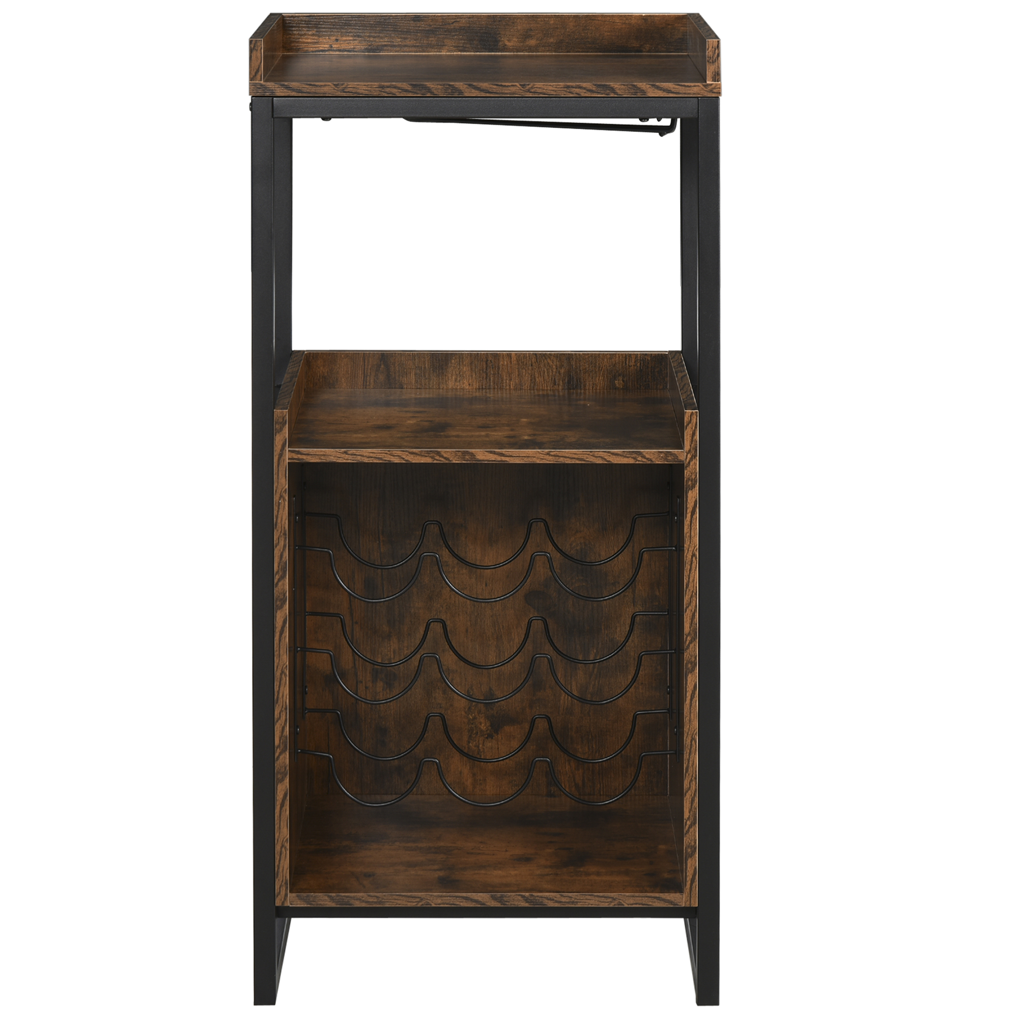 HOMCOM Dulap Vinuri Stil Industrial Suport 9 Sticle Pahare Rafturi 52x40x113cm Maro | Aosom Romania HOMCOM Dulap Vinuri Stil Industrial Suport 9 Sticle Pahare Rafturi 52x40x113cm Maro | Aosom Romania