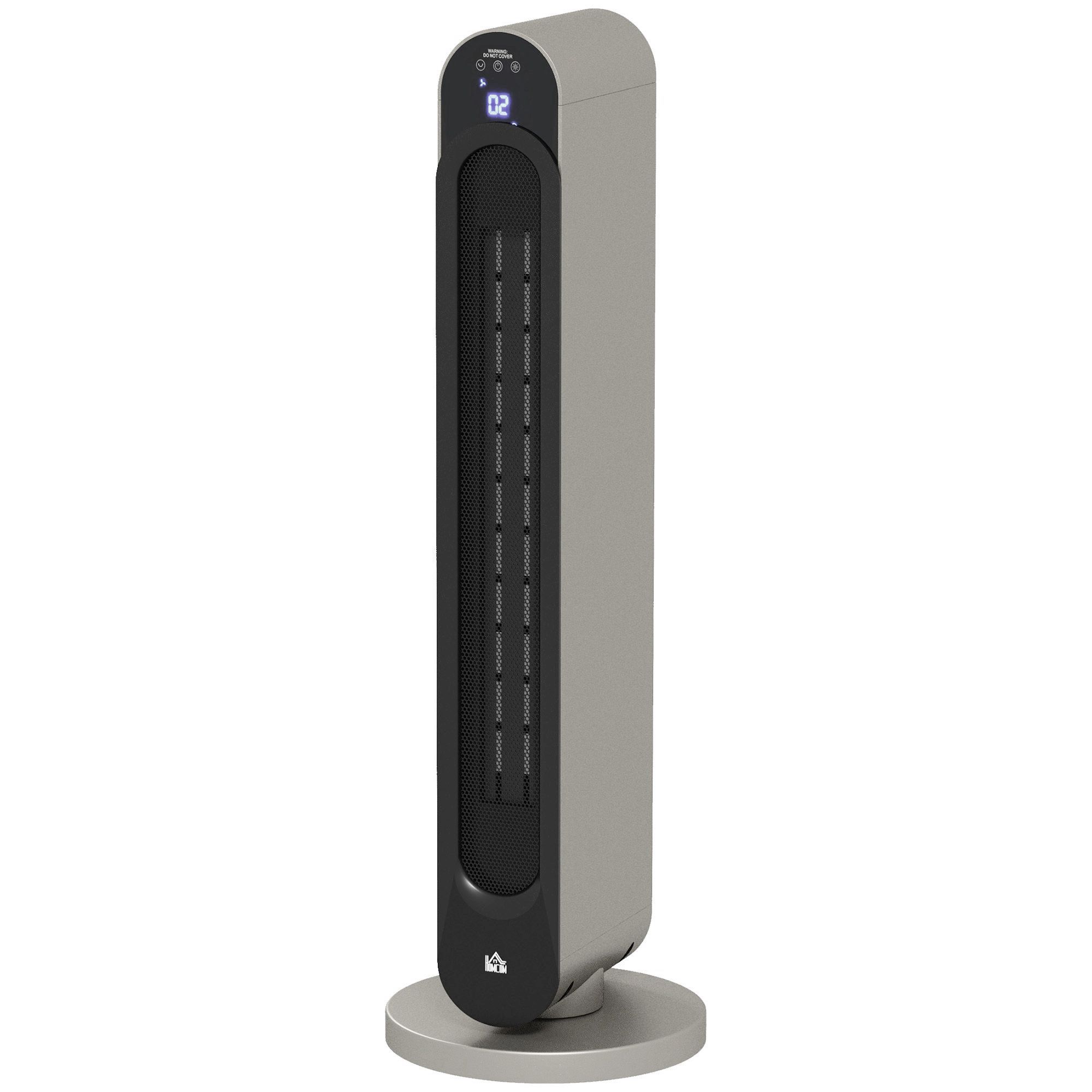 HOMCOM Incalzitor Electric Oscilant cu 3 Moduri de Incalzire, cu ventilator, Temperatura Reglabila, Telecomanda Ø25x73.5 cm, Argintiu | Aosom RO HOMCOM Incalzitor Electric Oscilant cu 3 Moduri de Incalzire, cu ventilator, Temperatura Reglabila, Telecomanda Ø25x73.5 cm, Argintiu | Aosom RO