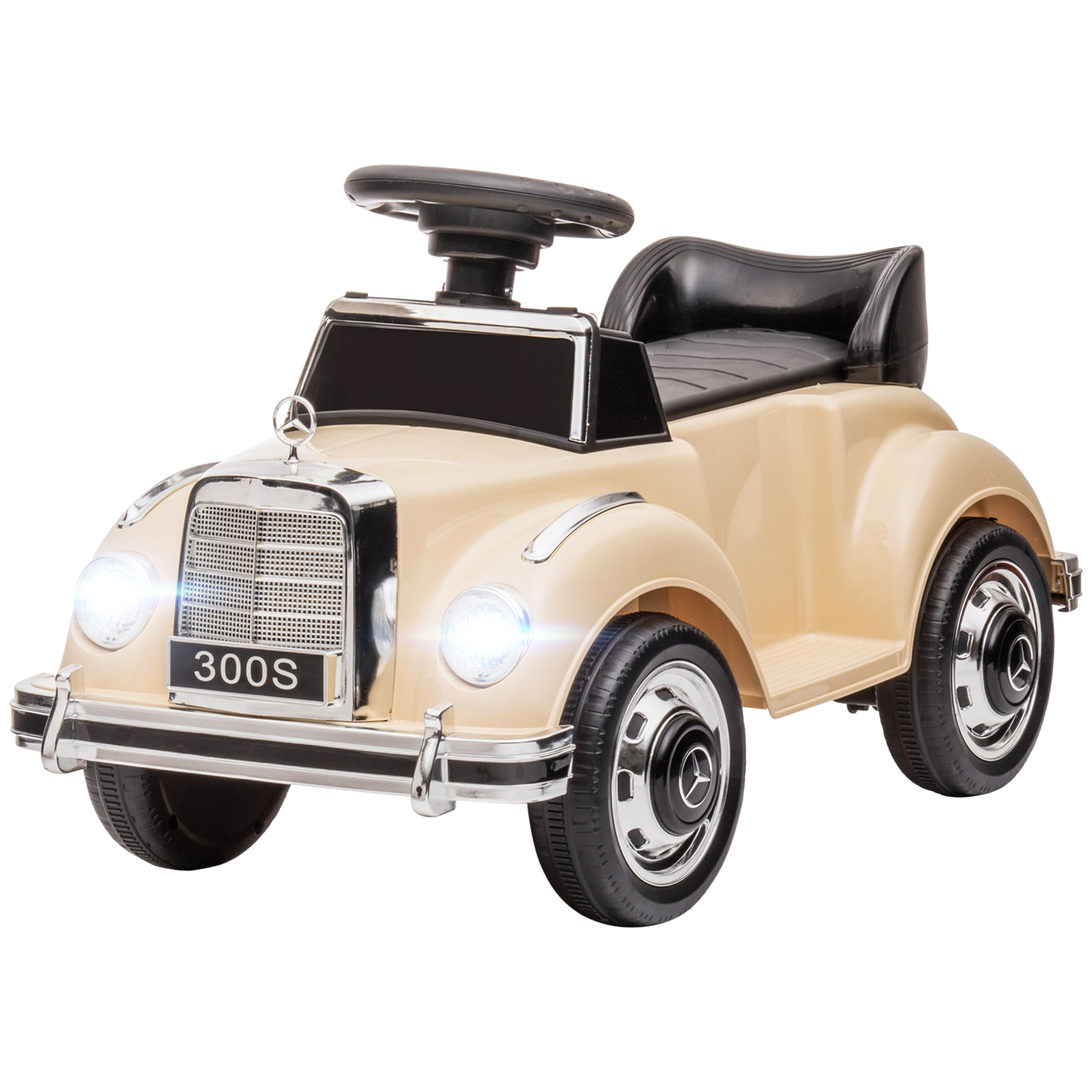 HOMCOM Masina Electrica pentru Copii, Auto pentru Copii Mercedes-Benz 6V cu Muzica, Varsta 18-48 Luni, Bej | Aosom RO HOMCOM Masina Electrica pentru Copii, Auto pentru Copii Mercedes-Benz 6V cu Muzica, Varsta 18-48 Luni, Bej | Aosom RO