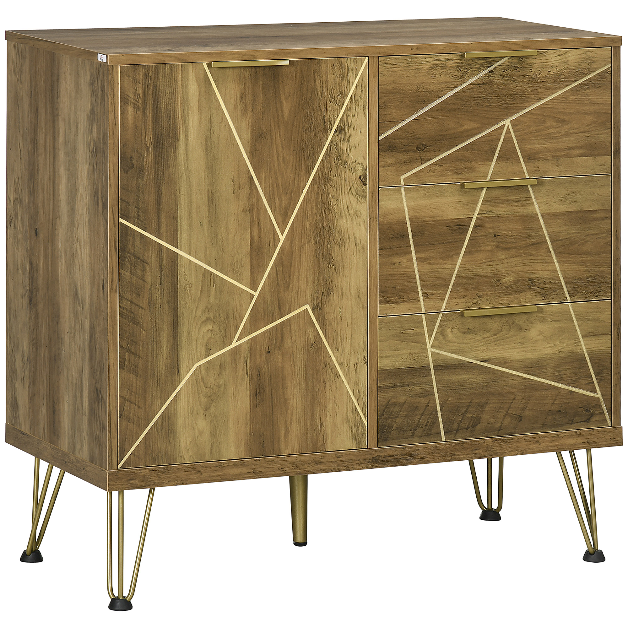 HOMCOM Mobilier Multifuncțional cu Dulap și 3 Sertare, pentru Living și Dormitor, din Lemn și Oțel, 84x39x80.7cm, Bronz | Aosom Romania HOMCOM Mobilier Multifuncțional cu Dulap și 3 Sertare, pentru Living și Dormitor, din Lemn și Oțel, 84x39x80.7cm, Bronz | Aosom Romania