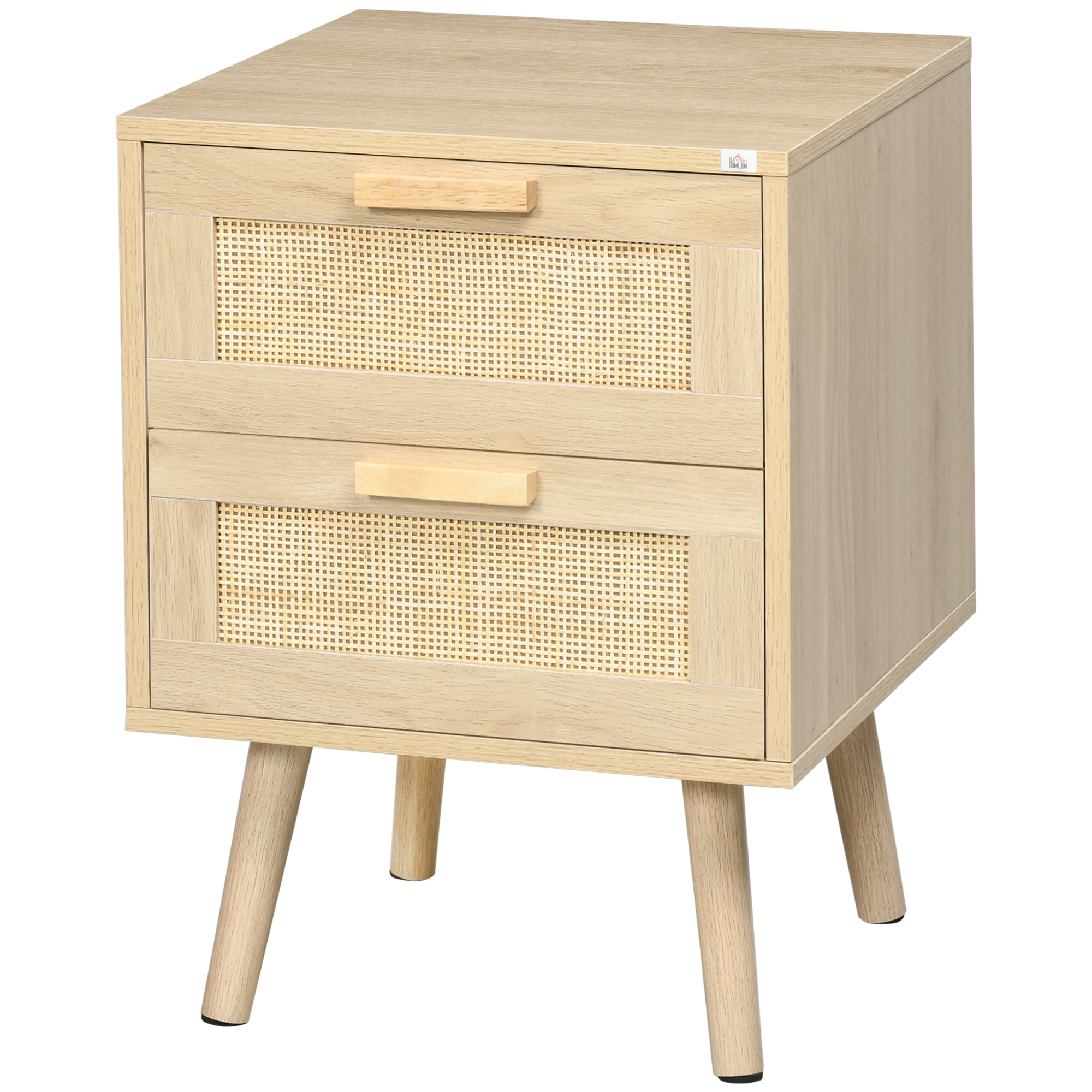 HOMCOM Noptieră Elegantă Boho cu 2 Sertare, Masă de Cafea, Mobilier Dormitor, 40x40x56cm, Lemn Natural | Aosom Romania HOMCOM Noptieră Elegantă Boho cu 2 Sertare, Masă de Cafea, Mobilier Dormitor, 40x40x56cm, Lemn Natural | Aosom Romania