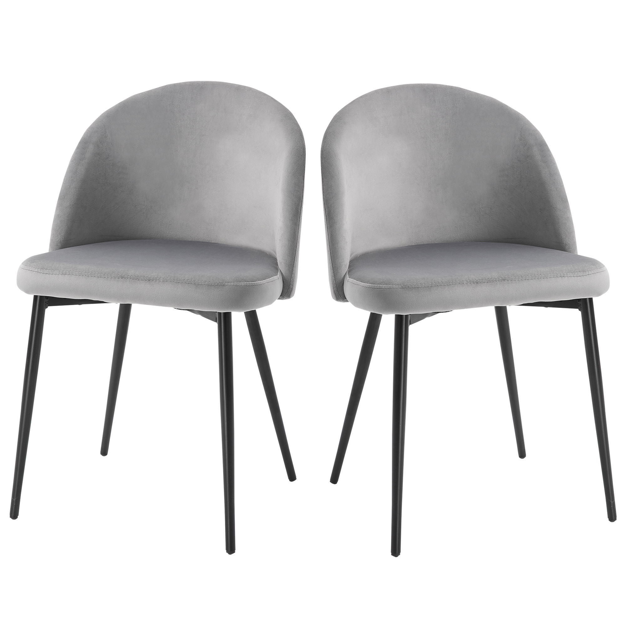 HOMCOM Set 2 Scaune Confortabile pentru Sufragerie și Bucătărie Tapitate cu Catifea Gri Design Modern 49x50x77 cm | Aosom Romania HOMCOM Set 2 Scaune Confortabile pentru Sufragerie și Bucătărie Tapitate cu Catifea Gri Design Modern 49x50x77 cm | Aosom Romania