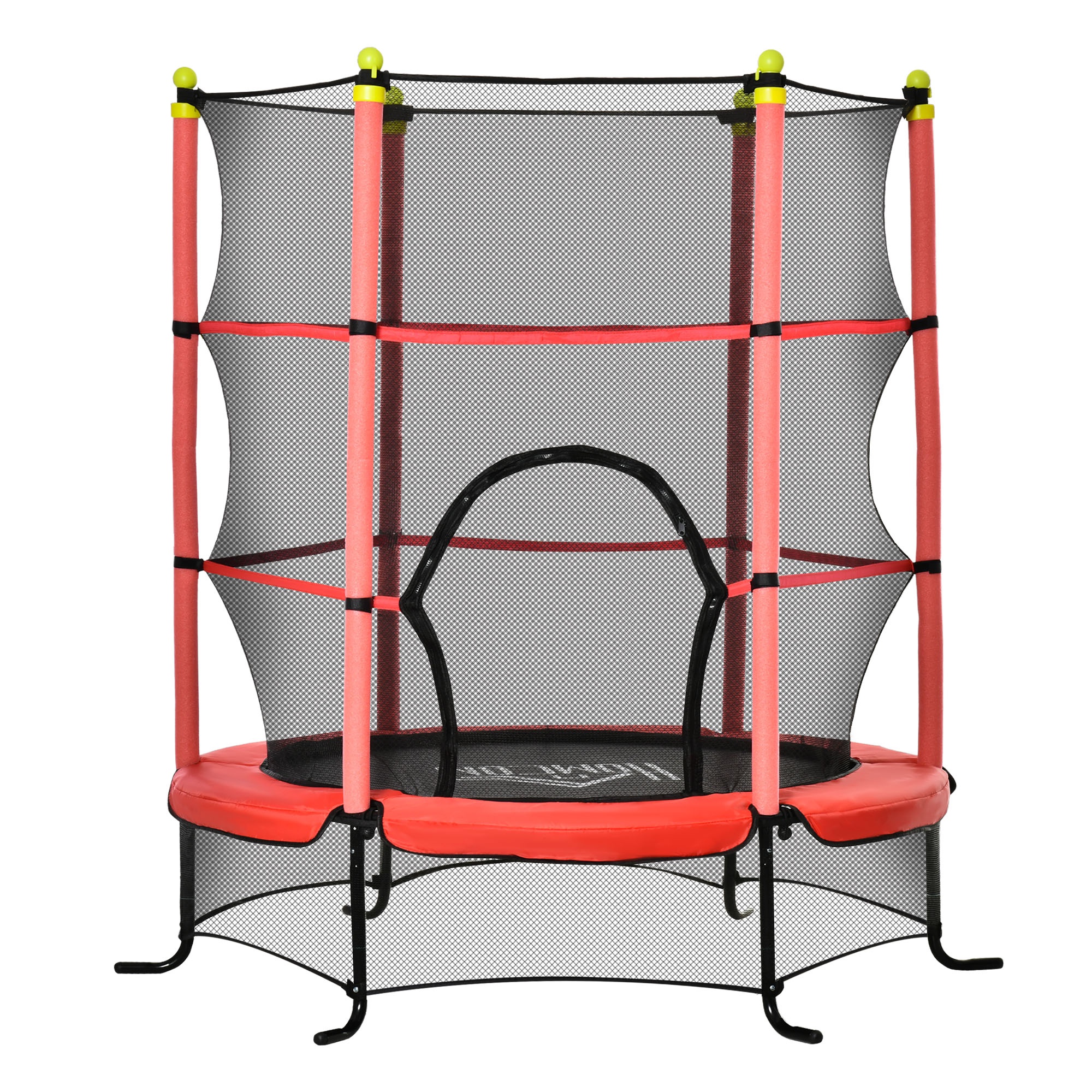 HOMCOM Trambulina pentru Copii 3-6 ani cu Plasa de Siguranta, Trambulina cu Stalpi captusiti pentru Casa si Gradina Φ163cm HOMCOM Trambulina pentru Copii 3-6 ani cu Plasa de Siguranta, Trambulina cu Stalpi captusiti pentru Casa si Gradina Φ163cm