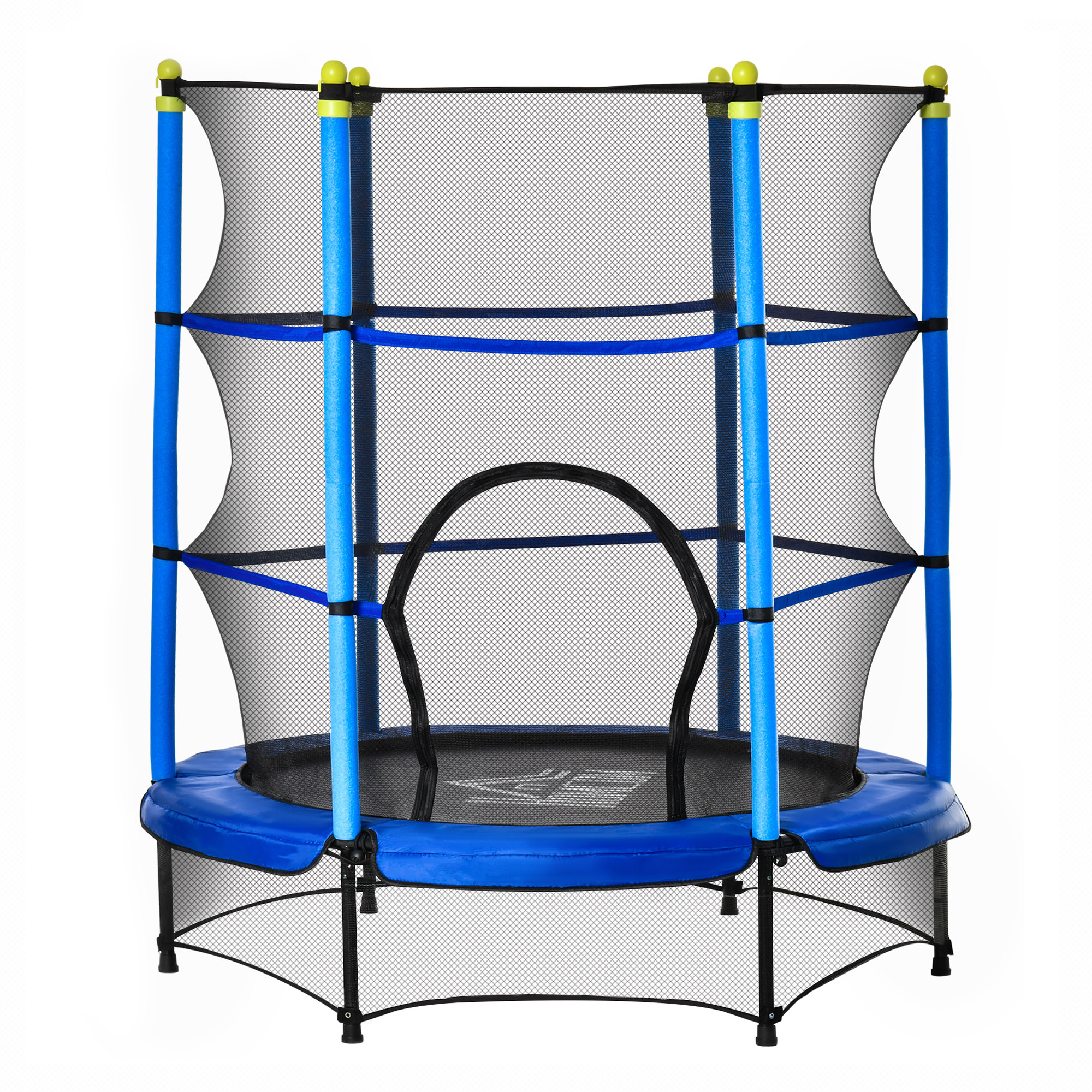HOMCOM Trambulina pentru Copii 3-6 Ani cu Plasa, Margine capitonata si Corzi Elastice, Trambulina pentru Gradina Φ140x158cm Albastru si Negru HOMCOM Trambulina pentru Copii 3-6 Ani cu Plasa, Margine capitonata si Corzi Elastice, Trambulina pentru Gradina Φ140x158cm Albastru si Negru