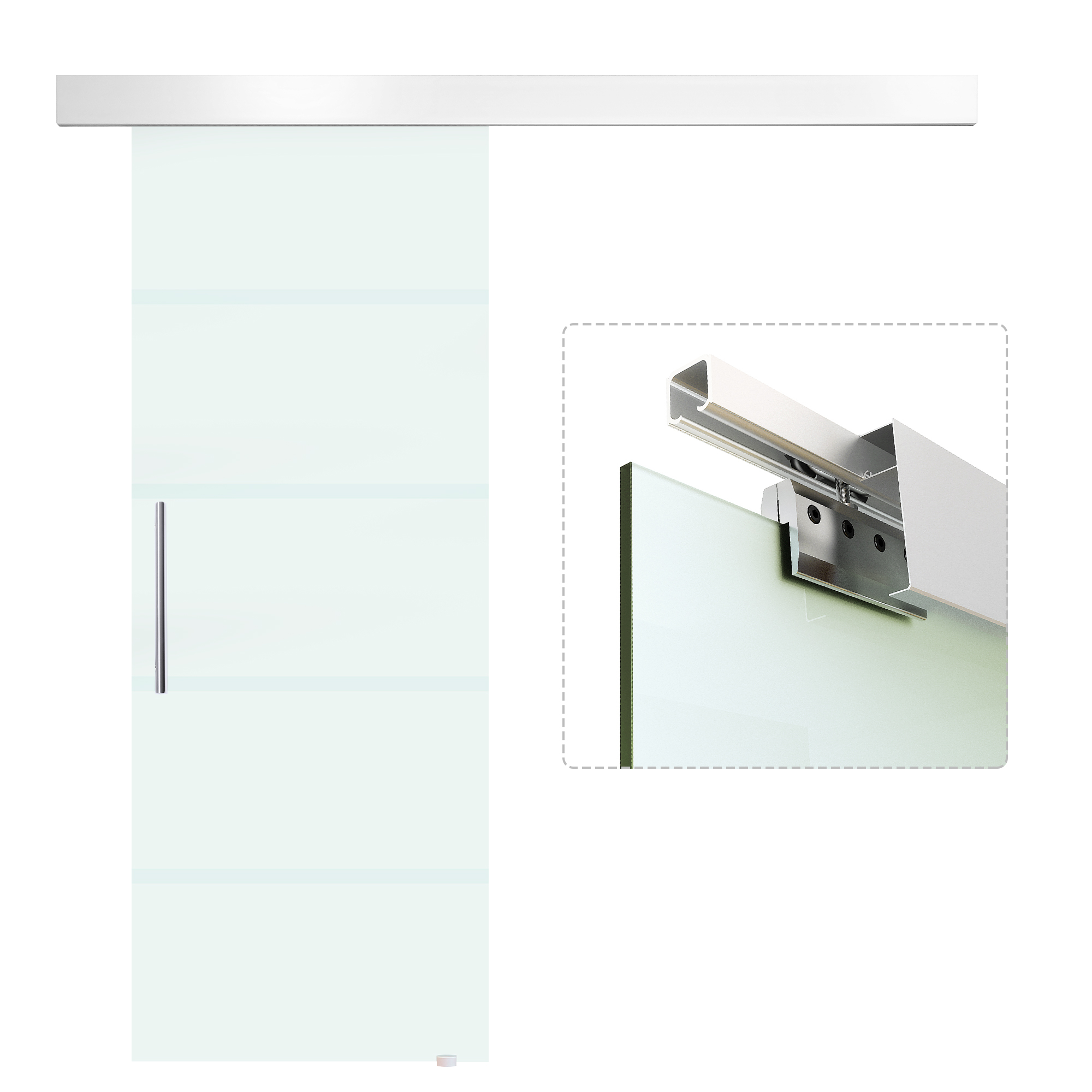 HOMCOM usa glisanta din sticla cu sina din aluminiu, 75x210cm | AOSOM RO HOMCOM usa glisanta din sticla cu sina din aluminiu, 75x210cm | AOSOM RO