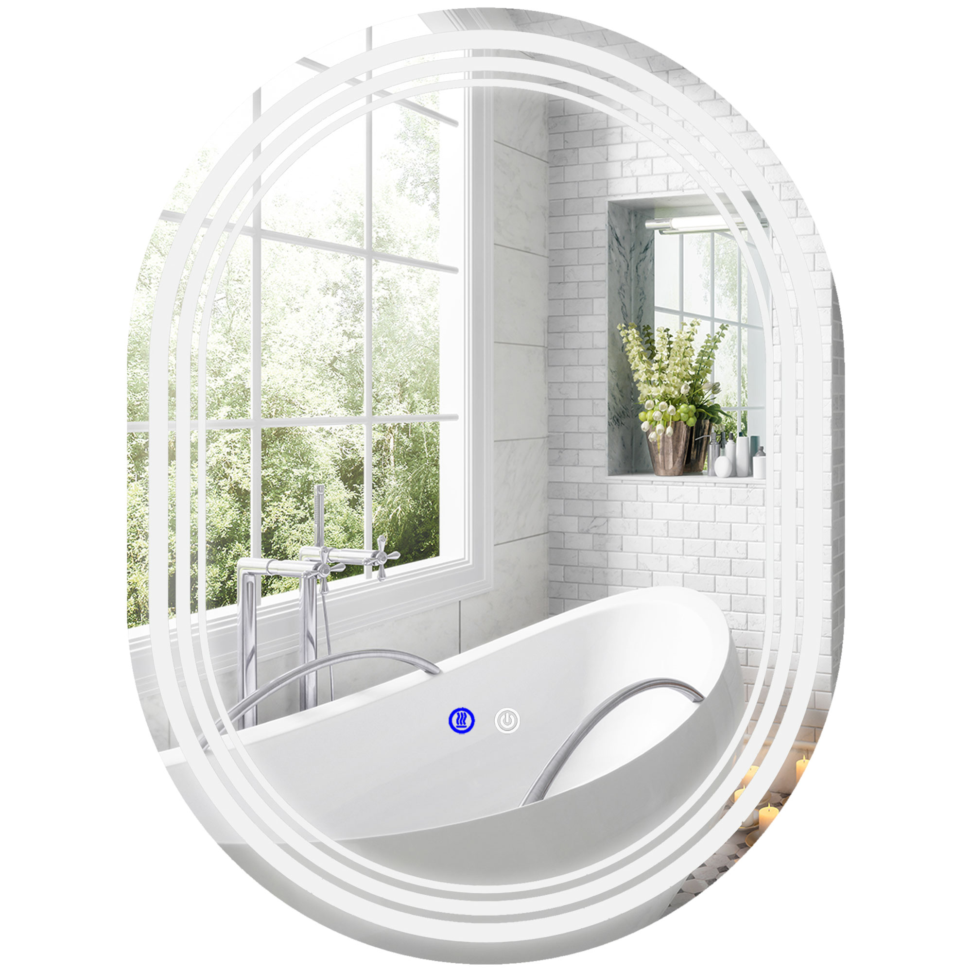 Kleankin Oglindă LED pentru Baie, Reglabilă, 3 Temperaturi de Culoare, Anti-Ceță, 80x60cm | Aosom Romania Kleankin Oglindă LED pentru Baie, Reglabilă, 3 Temperaturi de Culoare, Anti-Ceță, 80x60cm | Aosom Romania
