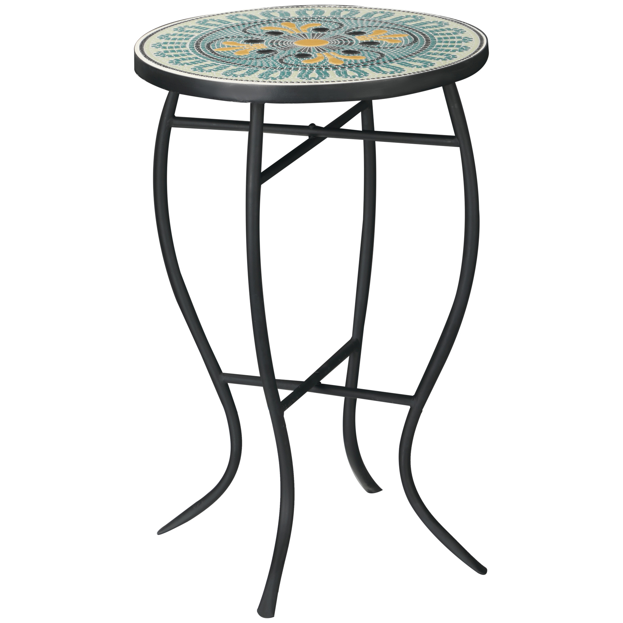 Masuta de Gradina Rotunda Outsunny din Metal Blat cu Mozaic, Multicolor Ф35.5x53.5cm | Aosom RO Masuta de Gradina Rotunda Outsunny din Metal Blat cu Mozaic, Multicolor Ф35.5x53.5cm | Aosom RO