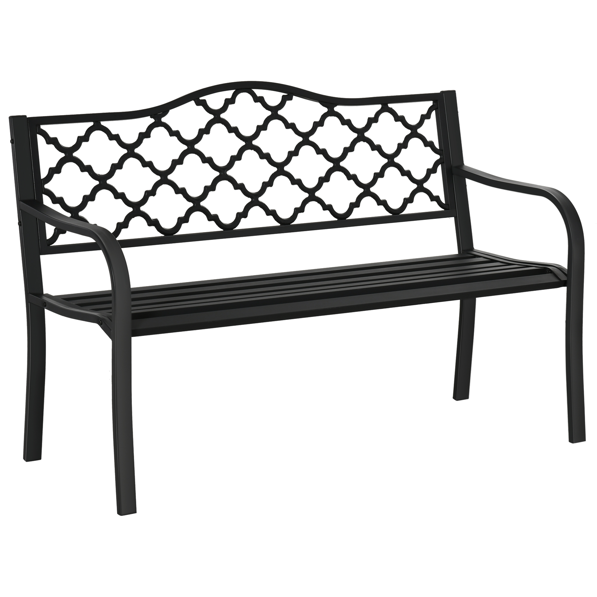 Outsunny Bancă de Grădină cu 2 Locuri, din Oțel și Fontă, Design Clasic, 128x58.5x89 cm, Negru | Aosom Romania Outsunny Bancă de Grădină cu 2 Locuri, din Oțel și Fontă, Design Clasic, 128x58.5x89 cm, Negru | Aosom Romania