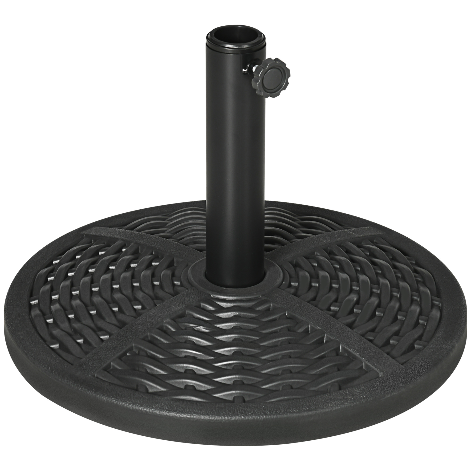 Outsunny Bază de Umbrelă de Grădină Rotundă, Efect de Ratan, Greutate 9,5 kg, Ø45cm, Negru | Aosom Romania Outsunny Bază de Umbrelă de Grădină Rotundă, Efect de Ratan, Greutate 9,5 kg, Ø45cm, Negru | Aosom Romania