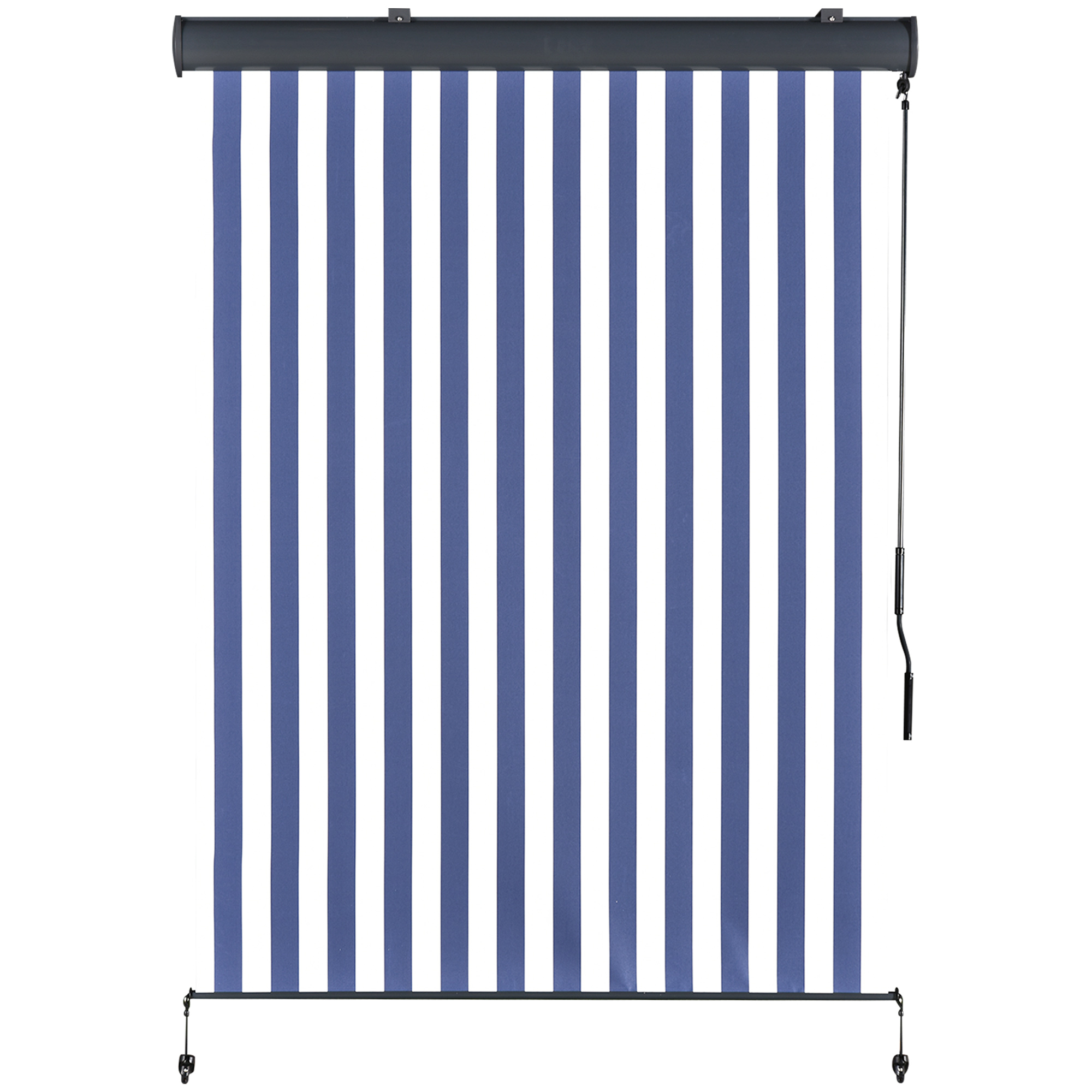 Outsunny Copertină Retractabilă Impermeabilă pentru Grădină, cu Manivelă, 250x200cm, Alb și Albastru | Aosom Romania Outsunny Copertină Retractabilă Impermeabilă pentru Grădină, cu Manivelă, 250x200cm, Alb și Albastru | Aosom Romania