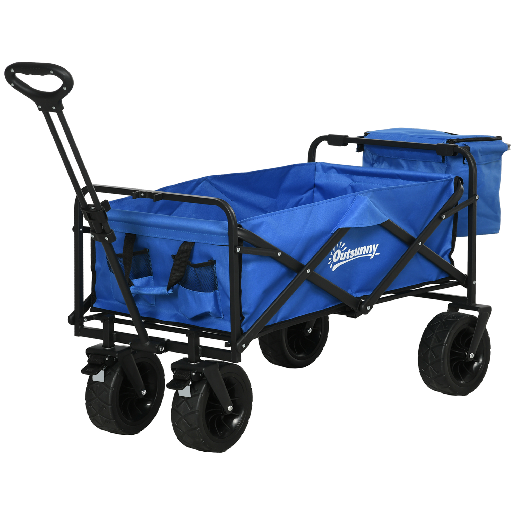 Outsunny Cărucior Pliabil de Exterior cu Geantă Frigorifică Detașabilă, Capacitate 100kg, Ideal pentru Grădină și Camping, Albastru | Aosom Romania Outsunny Cărucior Pliabil de Exterior cu Geantă Frigorifică Detașabilă, Capacitate 100kg, Ideal pentru Grădină și Camping, Albastru | Aosom Romania