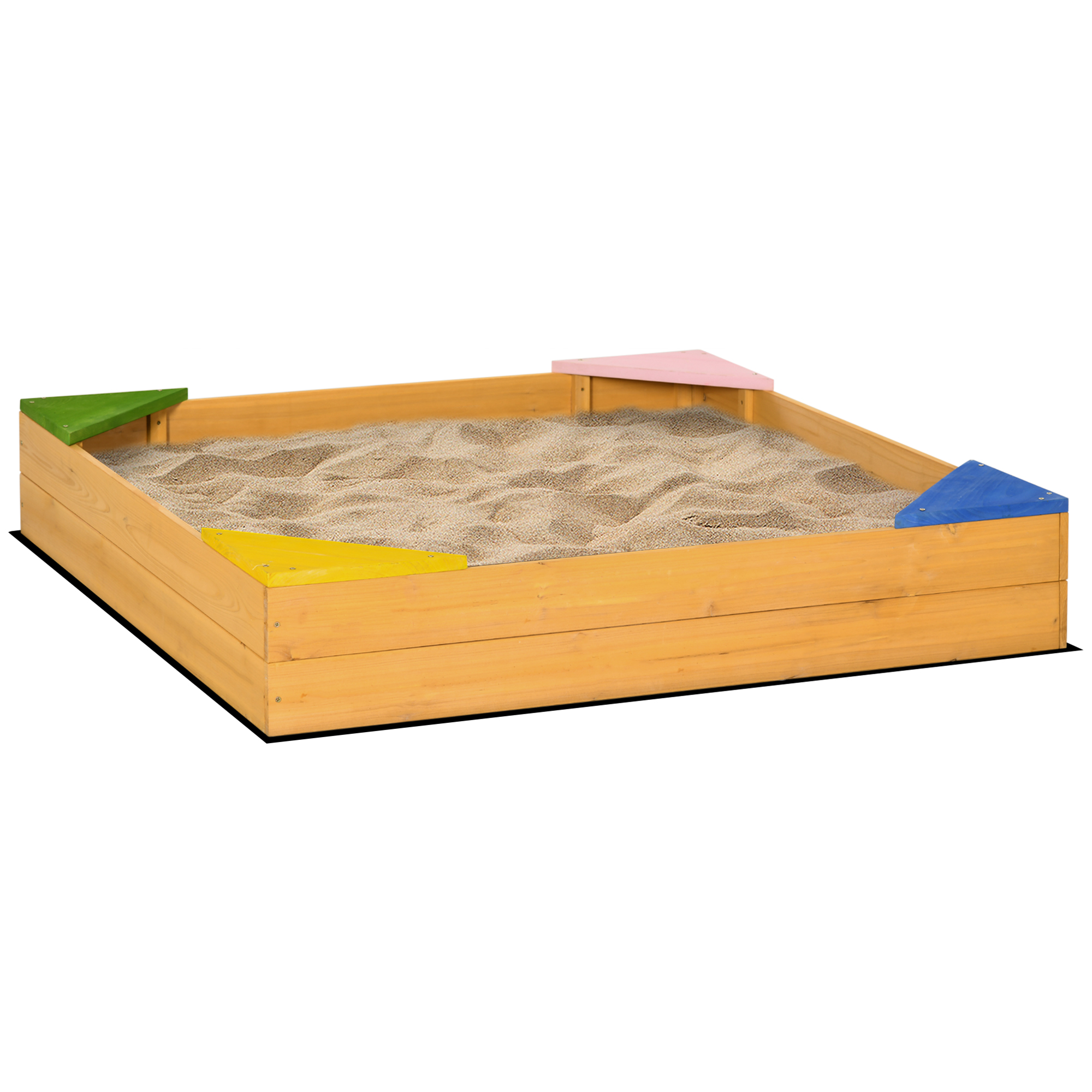 Outsunny Cutie Nisip Copii din Lemn, Design Natural, Rezistent la Intemperii, cu Capac Protecție | Aosom Romania Outsunny Cutie Nisip Copii din Lemn, Design Natural, Rezistent la Intemperii, cu Capac Protecție | Aosom Romania