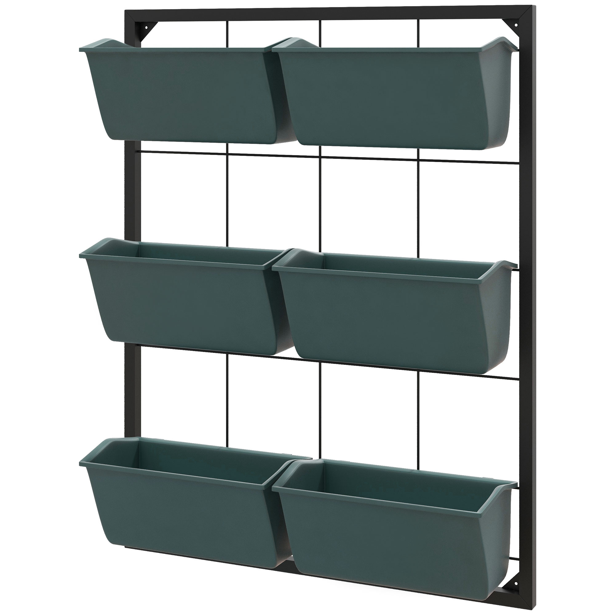 Outsunny Jardiniera de perete pe 3 nivele cu 6 ghivece pentru interior si exterior, Jardiniera cu montare pe perete Outsunny Jardiniera de perete pe 3 nivele cu 6 ghivece pentru interior si exterior, Jardiniera cu montare pe perete