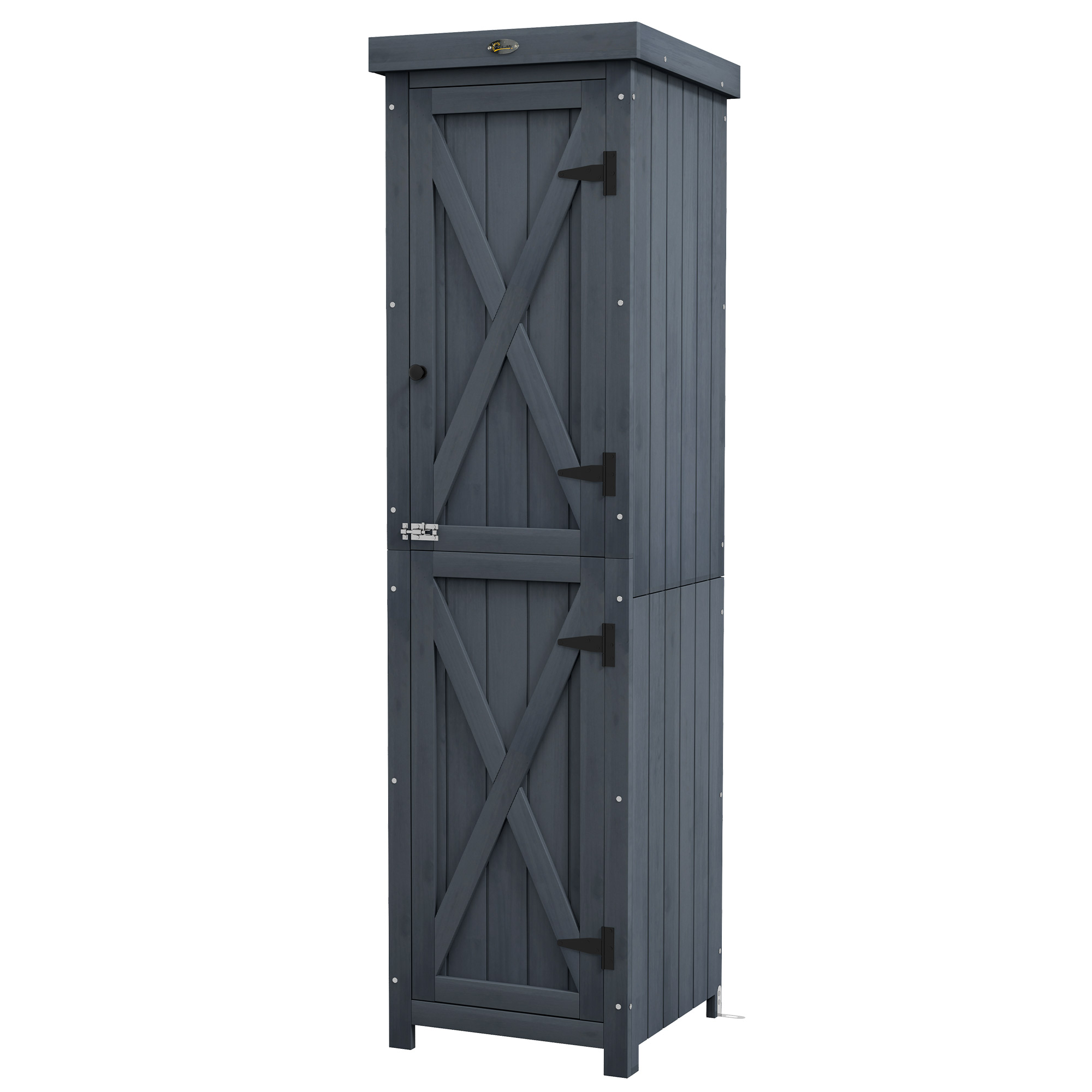 Outsunny Magazie De Depozitare Pentru Exterior Din Lemn, Acoperis Din Metal Galvanizat, Cu 3 Rafturi Si Usa Cu Incuietoare 45x45x160cm Outsunny Magazie De Depozitare Pentru Exterior Din Lemn, Acoperis Din Metal Galvanizat, Cu 3 Rafturi Si Usa Cu Incuietoare 45x45x160cm