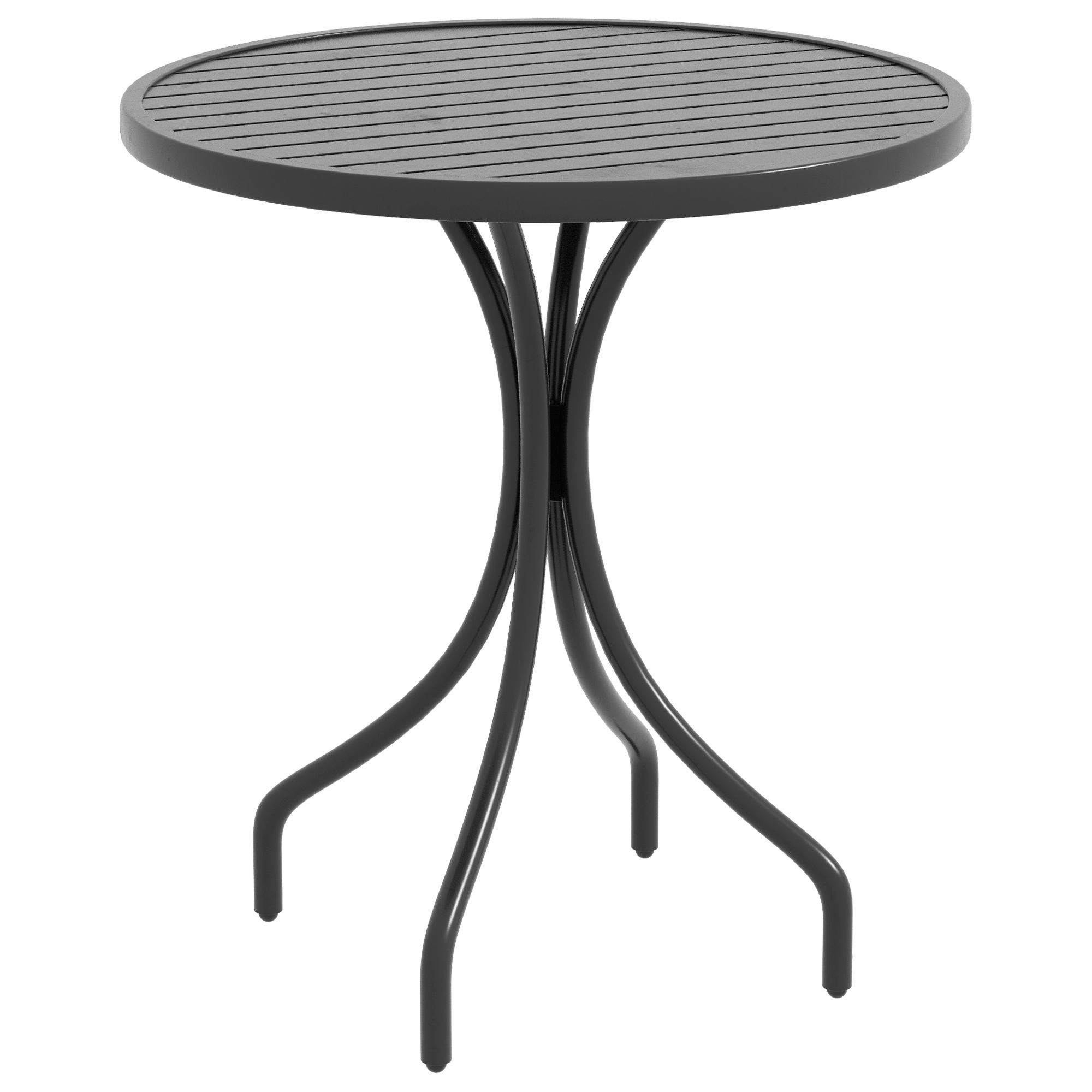 Outsunny Masă Rotundă de Grădină 66cm, Masă Laterală de Exterior cu Ramă din Oțel, Blat cu Lamele, Negru | Aosom Romania Outsunny Masă Rotundă de Grădină 66cm, Masă Laterală de Exterior cu Ramă din Oțel, Blat cu Lamele, Negru | Aosom Romania