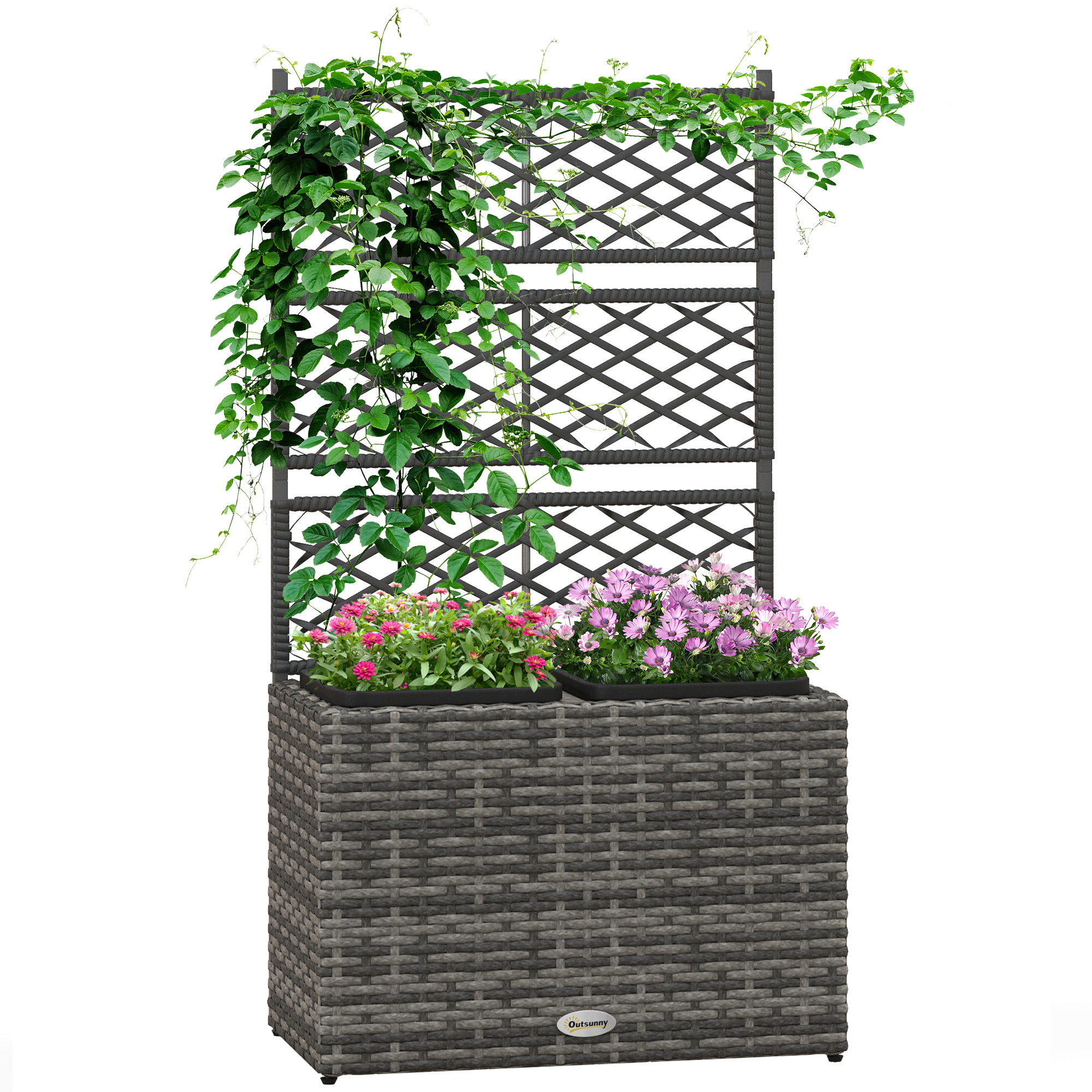 Outsunny Pat de Flori Autoportant cu Două Cutii pentru Plante, Ideal pentru Grădină, Design Modern, 57x30x107cm, Mixt Gri | Aosom Romania Outsunny Pat de Flori Autoportant cu Două Cutii pentru Plante, Ideal pentru Grădină, Design Modern, 57x30x107cm, Mixt Gri | Aosom Romania