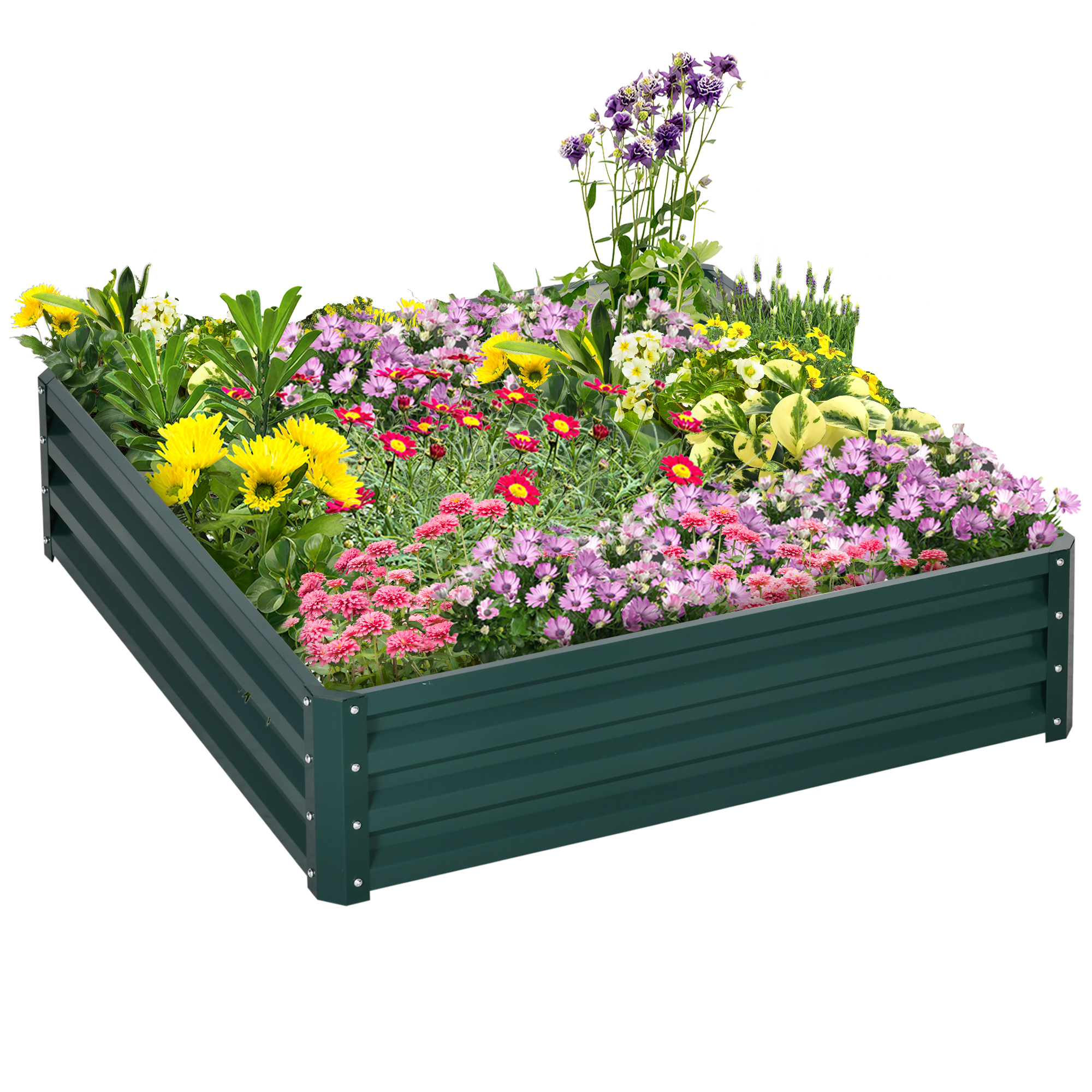 Outsunny Pat de Gradina Suprainaltat Galvanizat Cadru din Otel pentru Cultivare Legume Flori 120x120x30cm Rezistent la Intemperii | Aosom Romania Outsunny Pat de Gradina Suprainaltat Galvanizat Cadru din Otel pentru Cultivare Legume Flori 120x120x30cm Rezistent la Intemperii | Aosom Romania