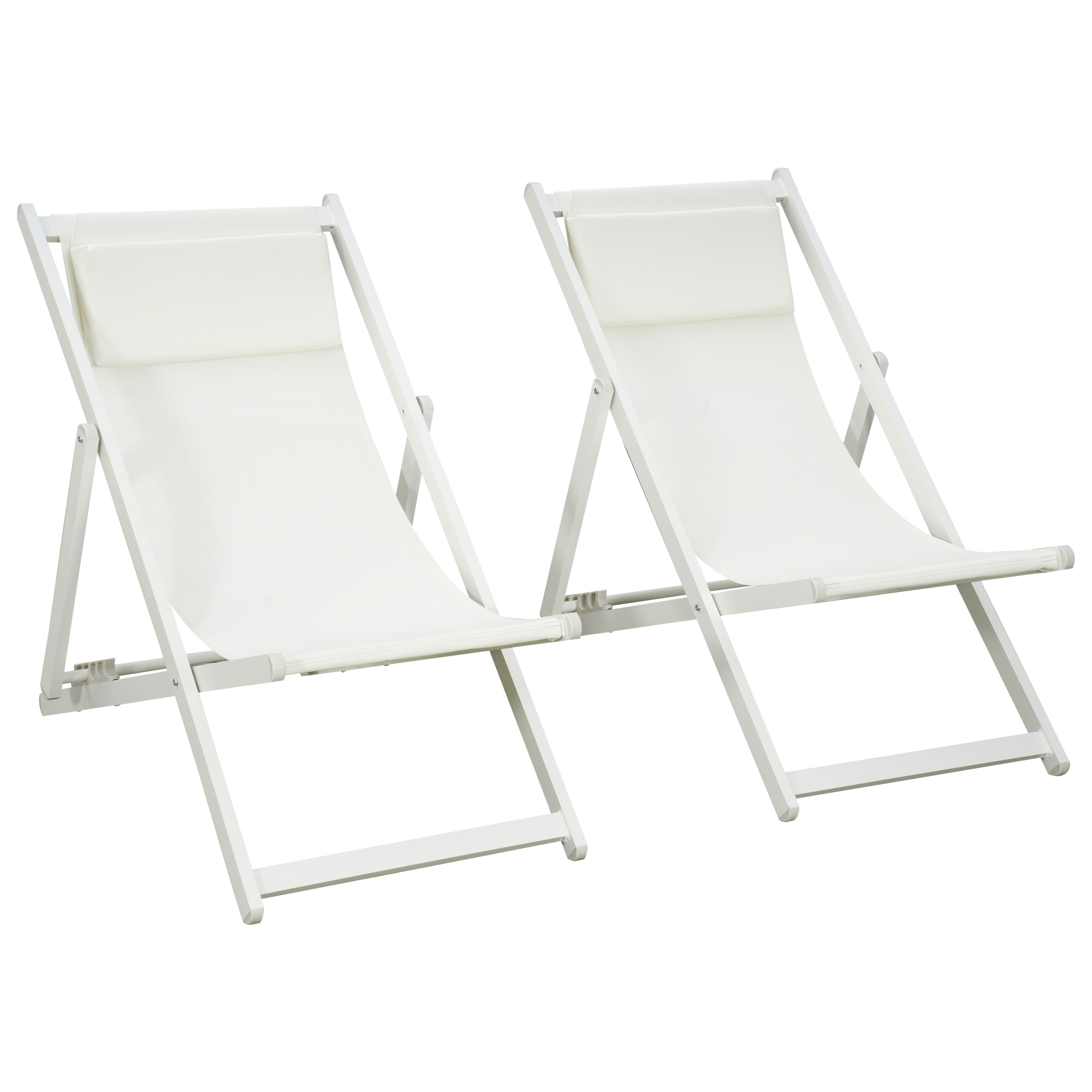 Outsunny Set 2 Scaune Fotoliu, Șezlong pentru Exterior, Pliabile și Rabatabile, din Aluminiu, 96.5 x 58 x 91.5 cm, Bej Outsunny Set 2 Scaune Fotoliu, Șezlong pentru Exterior, Pliabile și Rabatabile, din Aluminiu, 96.5 x 58 x 91.5 cm, Bej
