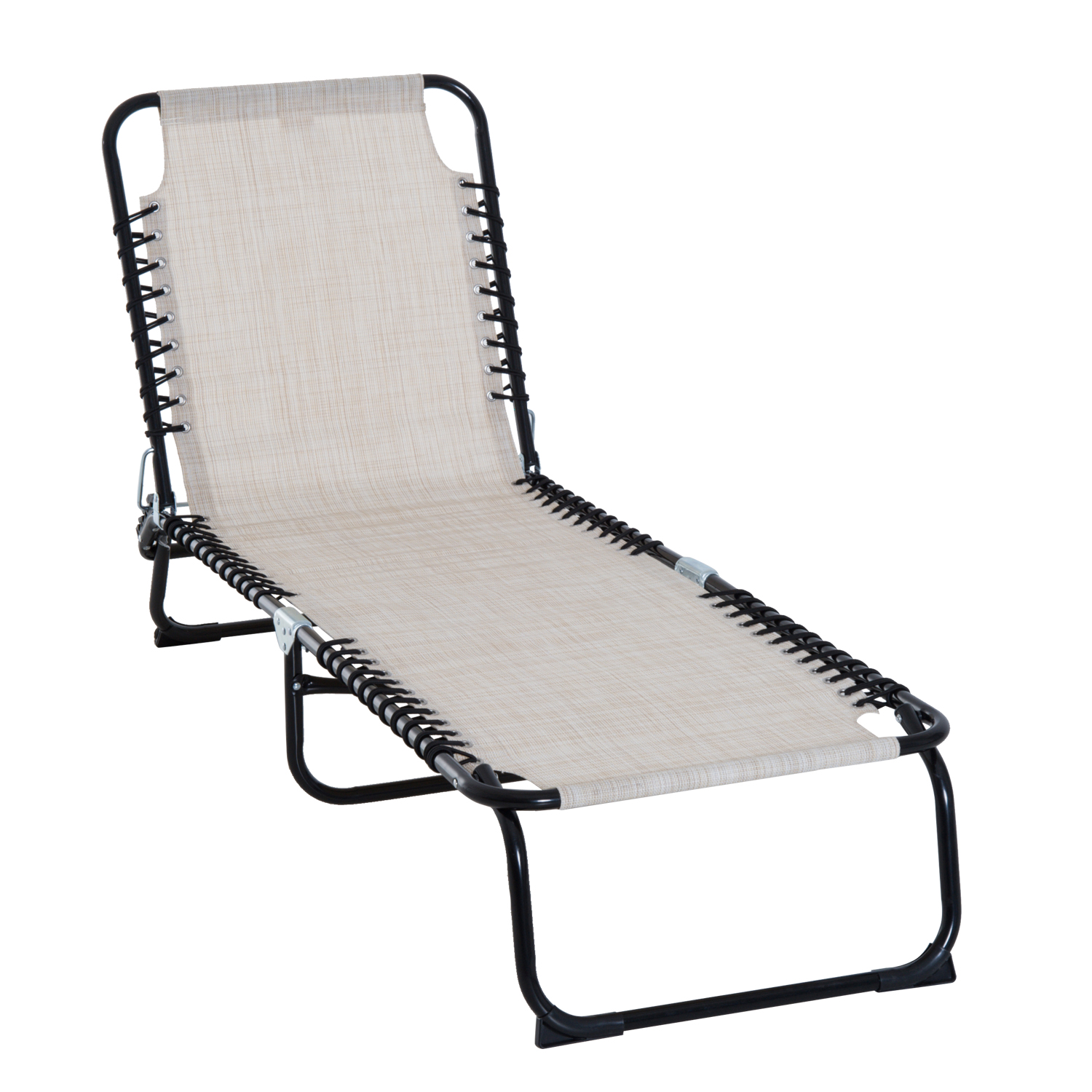 Outsunny Sezlong Portabil pentru Plajă și Grădină, Cadru din Oțel și Plasă, 197x58x26 cm, Negru și Crem | Aosom Romania Outsunny Sezlong Portabil pentru Plajă și Grădină, Cadru din Oțel și Plasă, 197x58x26 cm, Negru și Crem | Aosom Romania