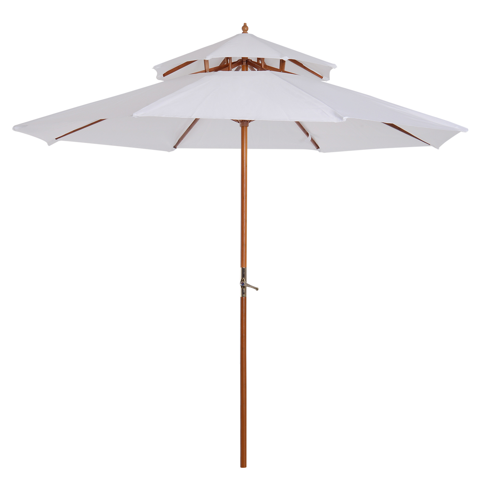 Outsunny Umbrelă de Grădină cu Dublu Acoperiș Impermeabil, Structură din Lemn, Crem, Φ2.7×2.6m | Aosom Romania Outsunny Umbrelă de Grădină cu Dublu Acoperiș Impermeabil, Structură din Lemn, Crem, Φ2.7×2.6m | Aosom Romania