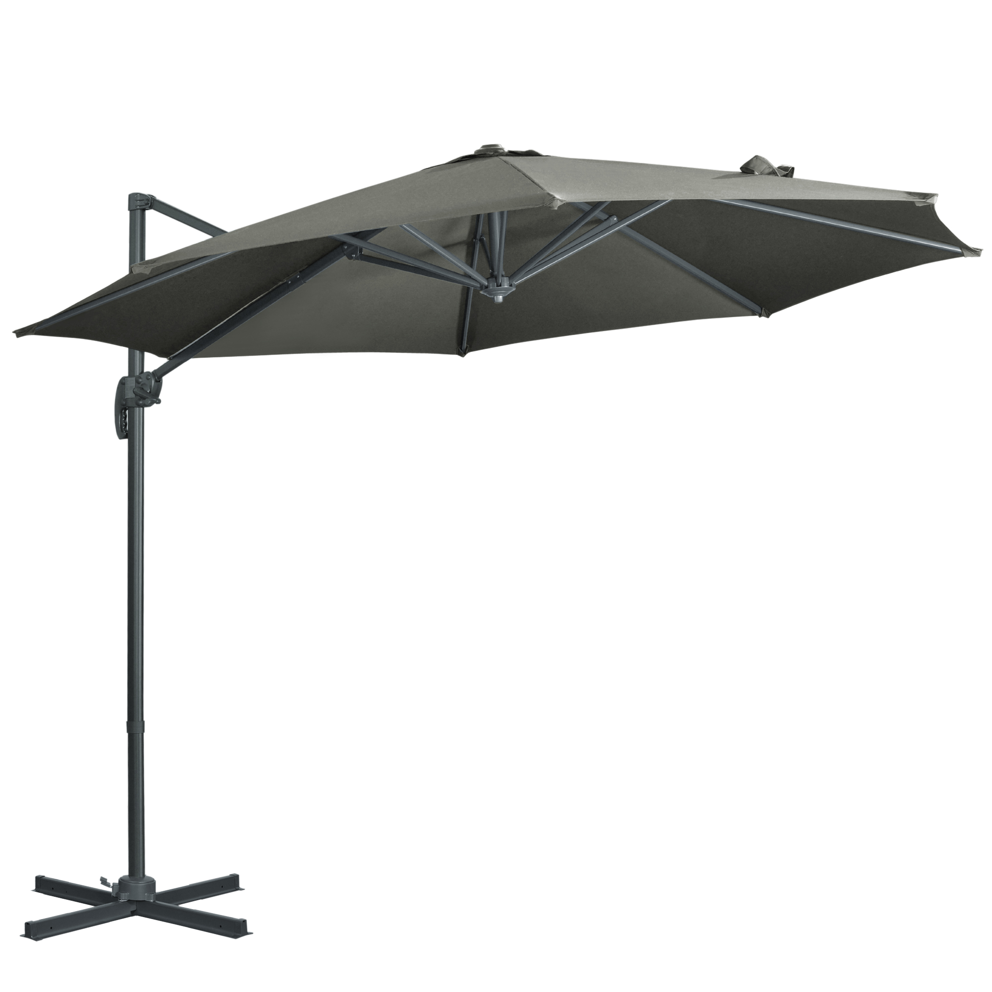 Outsunny Umbrelă Solară de Grădină Decentralizată cu Înclinare și Rotație 360° Ø294x248cm Gri | Aosom Romania Outsunny Umbrelă Solară de Grădină Decentralizată cu Înclinare și Rotație 360° Ø294x248cm Gri | Aosom Romania