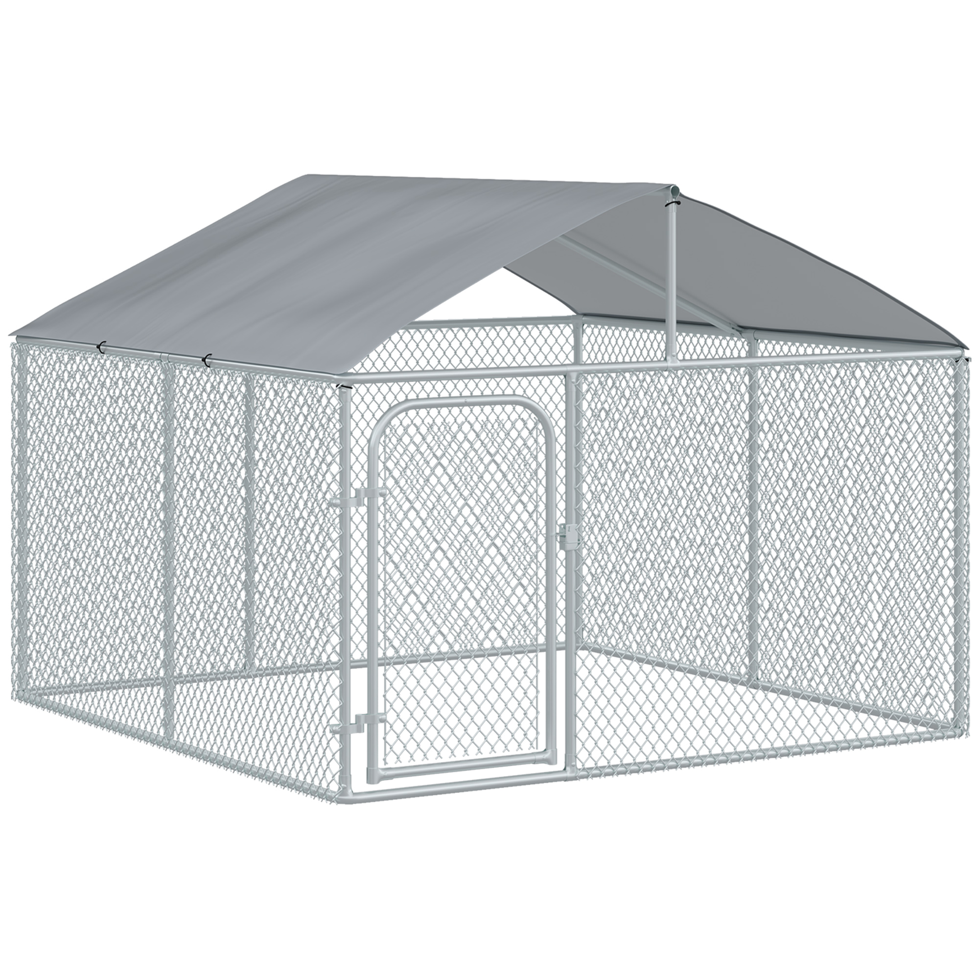 PawHut Țarc Exterior pentru Câini cu Acoperiș Impermeabil, Spațios, 230x230x175 cm, Argintiu | Aosom Romania PawHut Țarc Exterior pentru Câini cu Acoperiș Impermeabil, Spațios, 230x230x175 cm, Argintiu | Aosom Romania