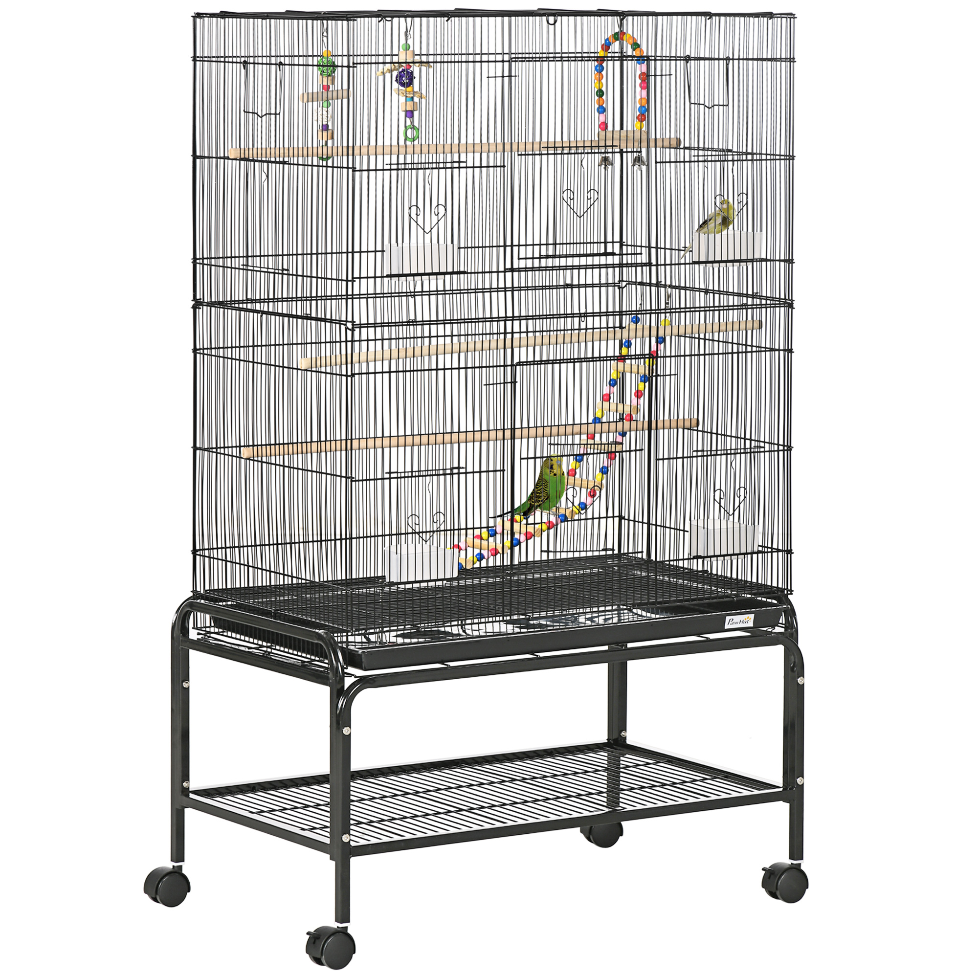 PawHut Colivie pentru Păsări cu Stinghii, Jucării, Recipiente Alimentare și Tavă Detașabilă, 79x49x133 cm, Negru | Aosom Romania PawHut Colivie pentru Păsări cu Stinghii, Jucării, Recipiente Alimentare și Tavă Detașabilă, 79x49x133 cm, Negru | Aosom Romania